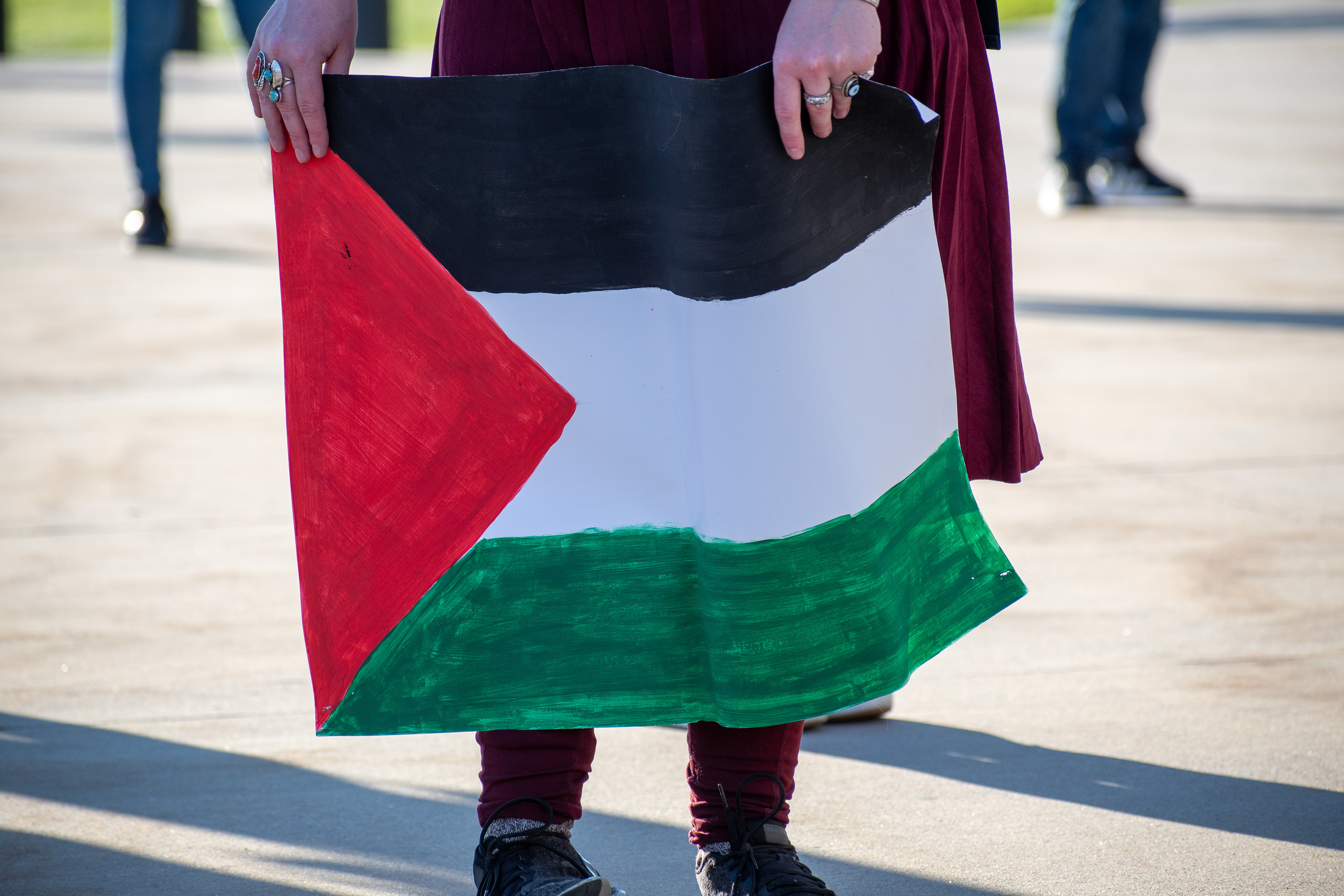 October 10, 2025, Salt Lake City, Utah, USA: Pro-Palestine demonstrators gather in front of the Utah State Capitol during the Free Palestine Rally. Participants hold flags and signs as part of the public demonstration. (Credit Image: © Charles-McClintock Wilson/ZUMA Press Wire)