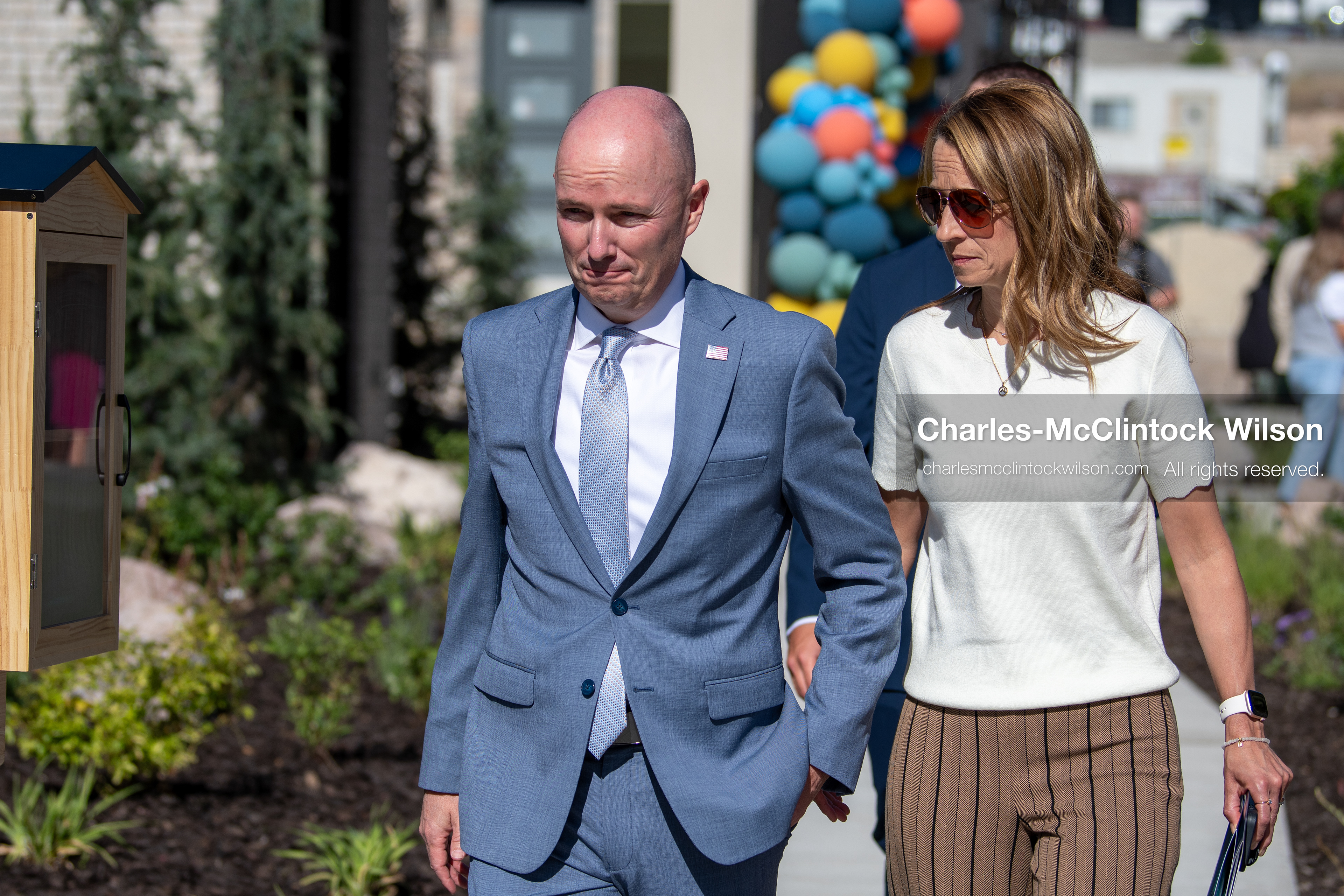 May 28, 2026, Lehi, Utah, USA: Utah Governor SPENCER COX and First Lady ABBY COX arrive for the opening of Innovation Park at Holbrook Farms and the Lehi Rippy Literacy Center on May 28, 2026, in Lehi, Utah. (Credit Image: © Charles‑McClintock Wilson/ZUMA Press Wire)
