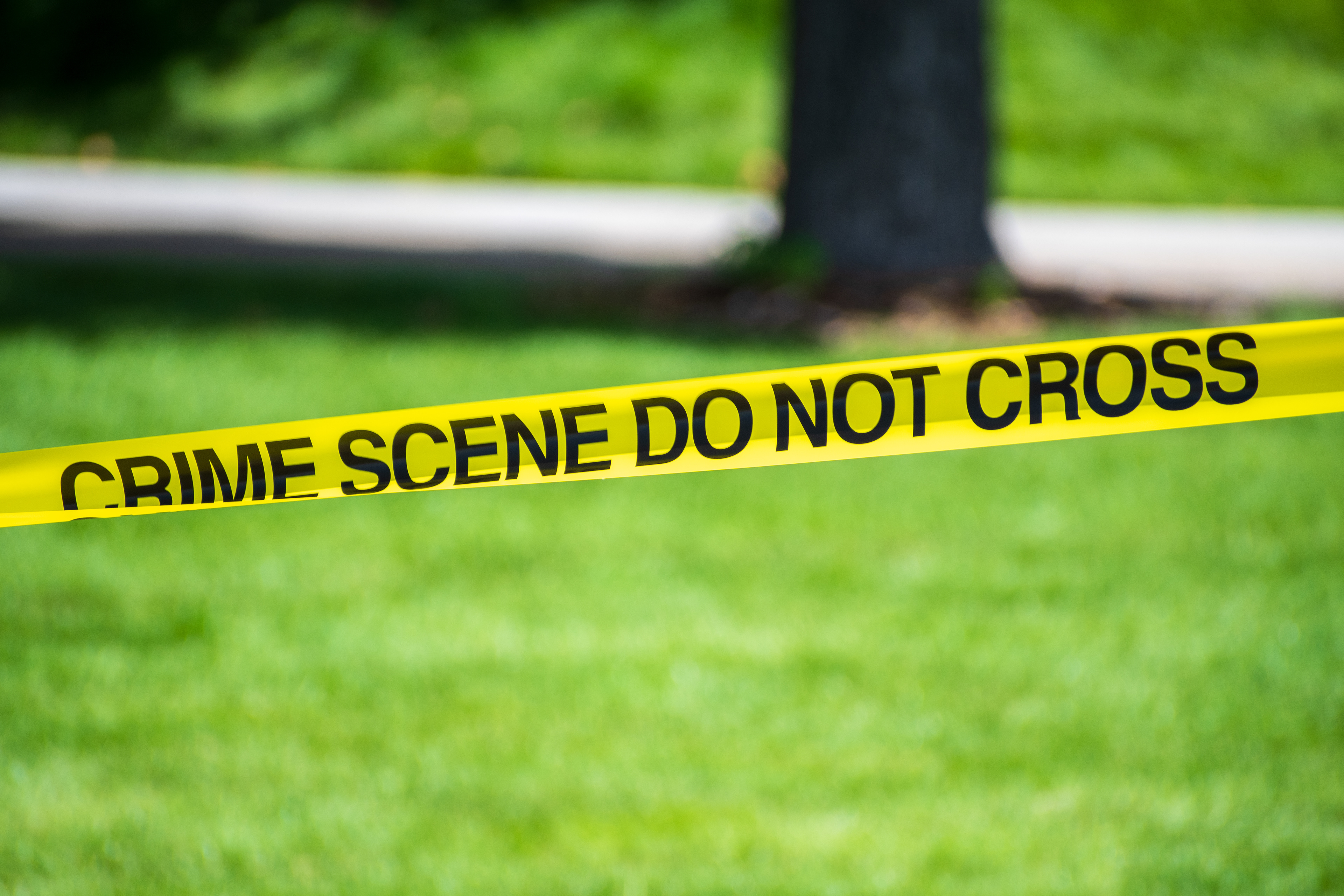 September 12, 2025 – Orem, Utah, United States: Yellow police tape reading “CRIME SCENE DO NOT CROSS” marks a restricted area at Utah Valley University following the fatal shooting of conservative activist Charlie Kirk, who was assassinated during a public event on campus two days earlier. Photograph by Charles‑McClintock Wilson / ZUMA Press Wire