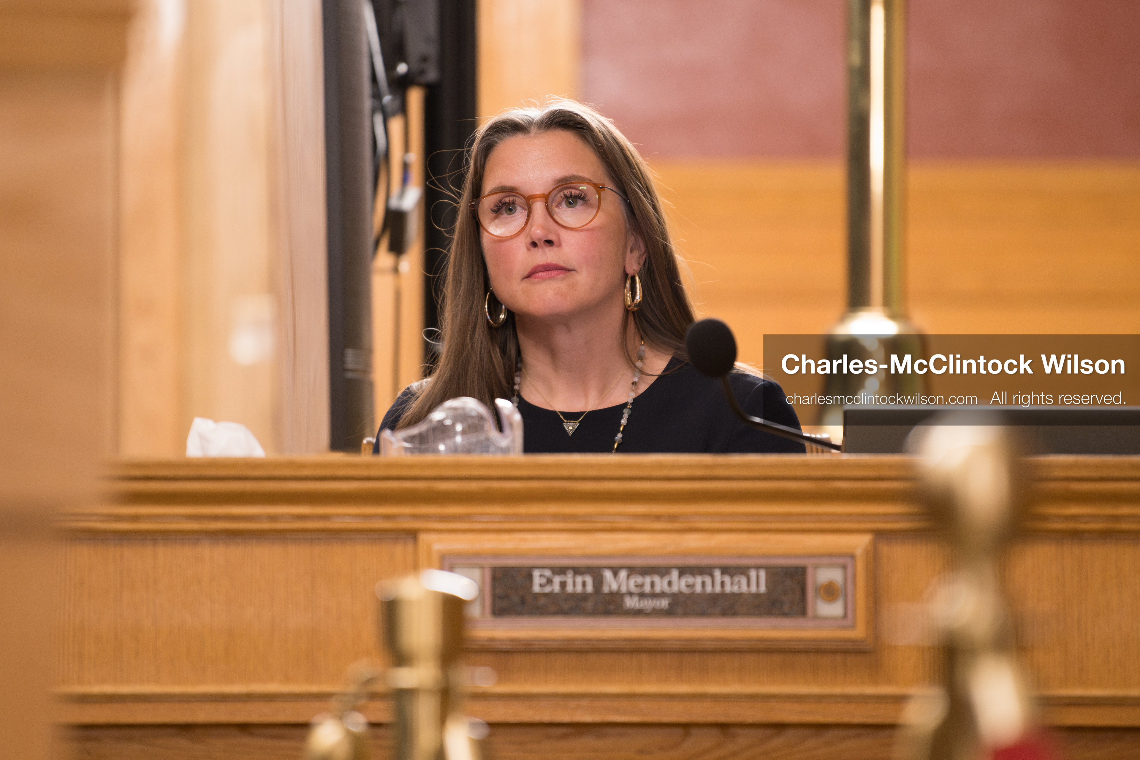 May 5, 2026, Salt Lake City, Utah, USA: Salt Lake City Mayor ERIN MENDENHALL listens during the Salt Lake City Council's formal meeting in Salt Lake City on Tuesday, May 5, 2026. The meeting included public hearings on a proposed camping and public property ordinance. (Credit Image: © Charles McClintock Wilson/ZUMA Press Wire)