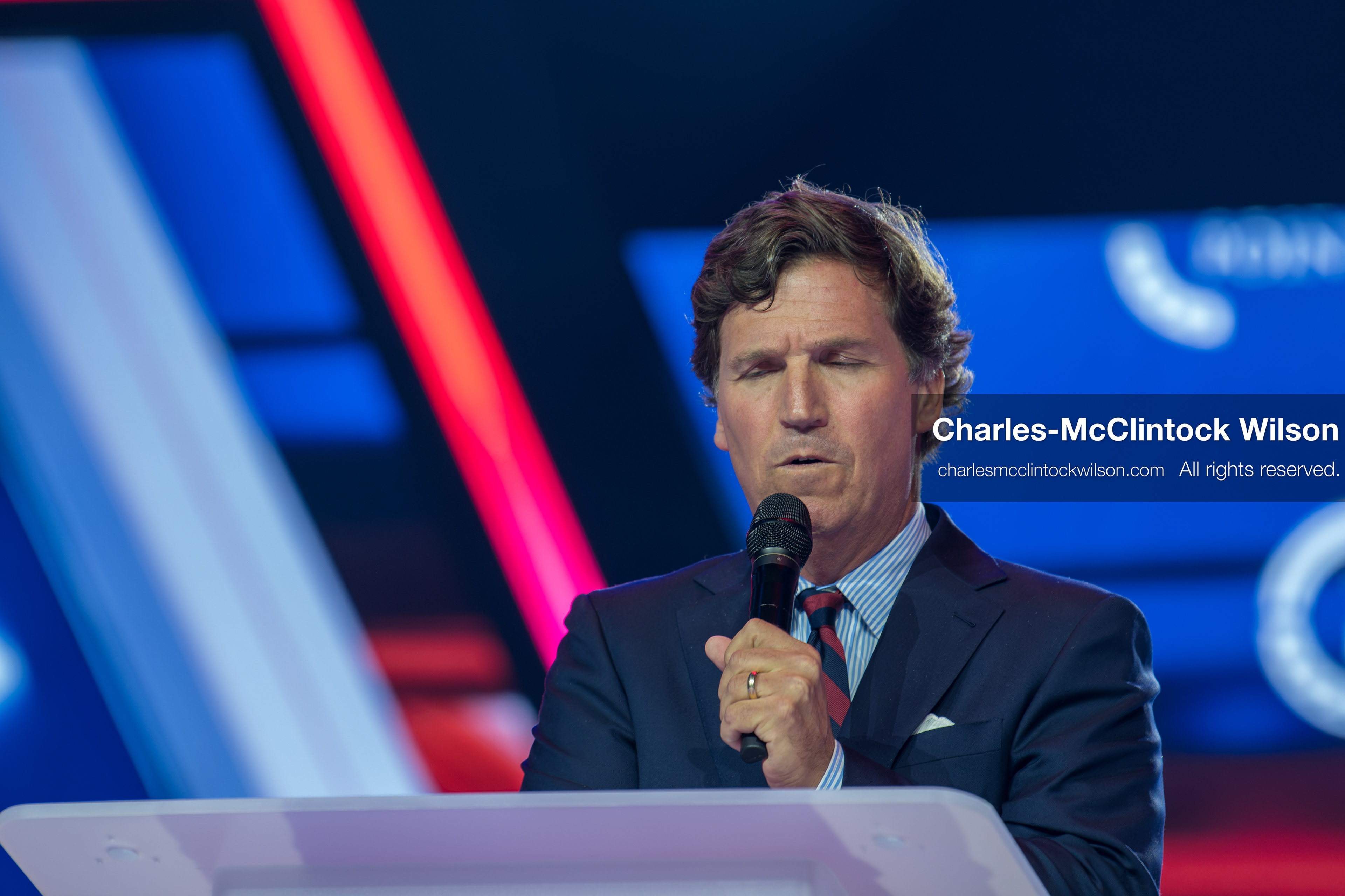 December 18, 2025, Phoenix, Arizona, USA: Tucker Carlson speaks on Day One of Turning Point USA’s AmericaFest 2025 at the Phoenix Convention Center in Phoenix, Arizona.   (Credit Image: © Charles‑McClintock Wilson/ZUMA Press Wire)