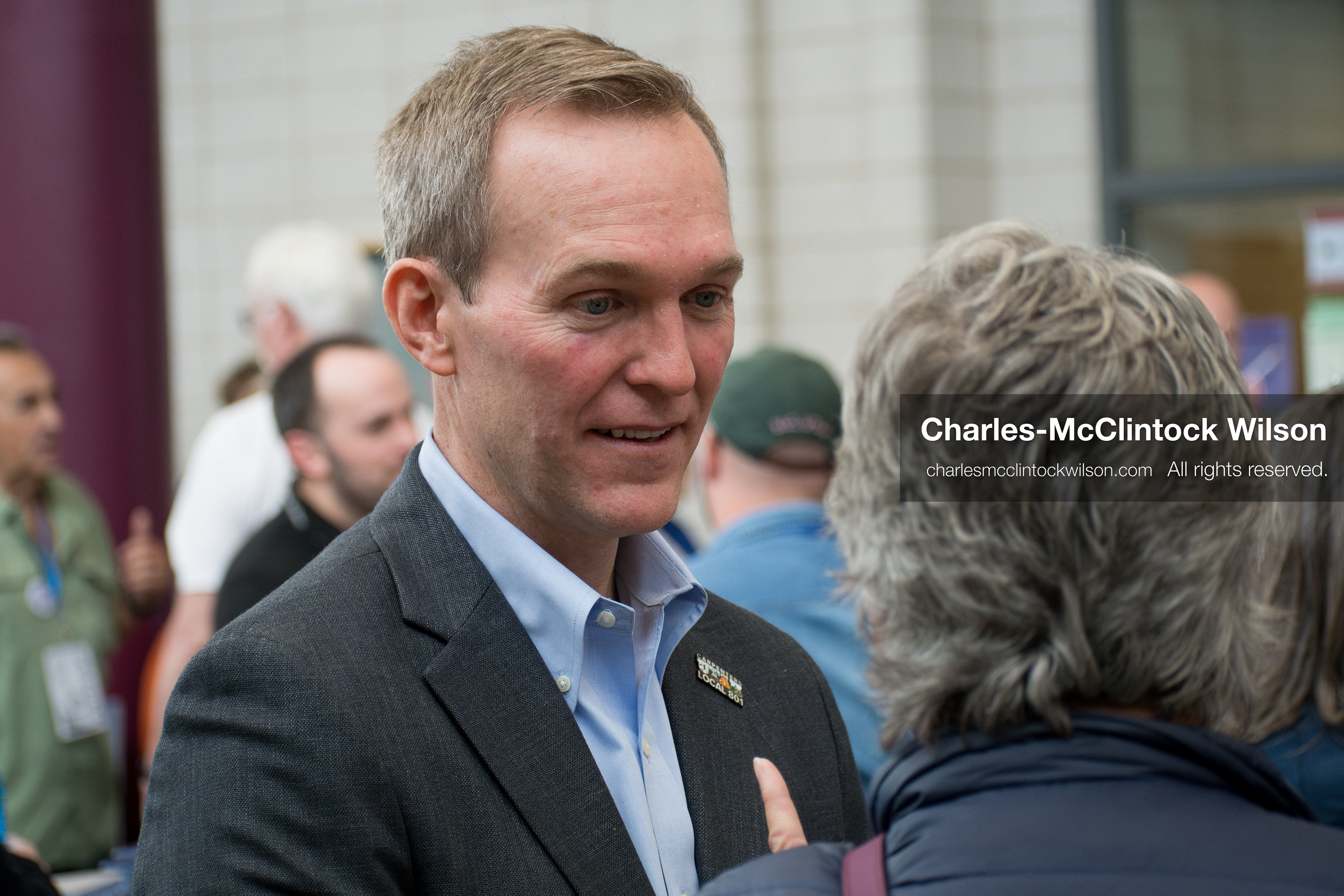 April 25, 2026, Sandy, Utah, USA: BEN MCADAMS, a former U.S. Representative and a candidate for the Democratic nomination in Utah's 1st Congressional District, speaks with an attendee during the 2026 Utah Democratic Convention at Jordan High School in Sandy. (Credit Image: © Charles-McClintock Wilson/ZUMA Press Wire)