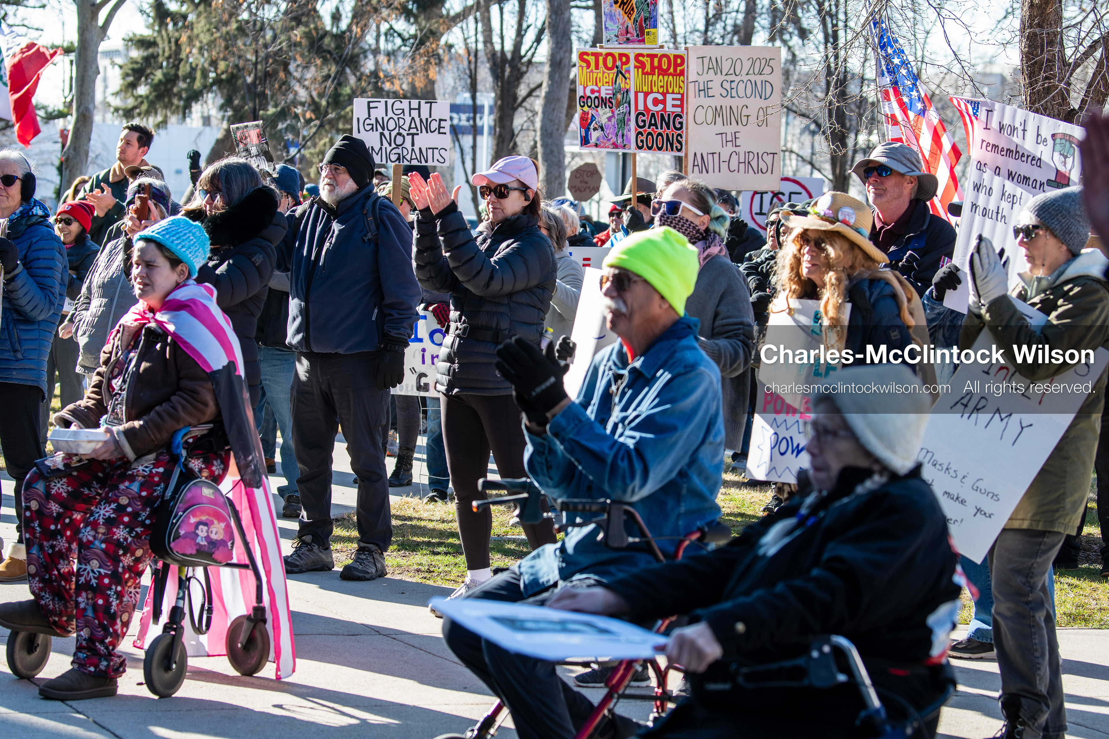 January 10, 2026, Salt Lake City, Utah, USA: Crowd of demonstrators gathered at Washington Square Park during the ICE Out for Good protest in Salt Lake City, Utah, on January 10, 2026, a demonstration against ICE and calling for justice for Renee Nicole Good. (Credit Image: © Charles-McClintock Wilson/ZUMA Press Wire)