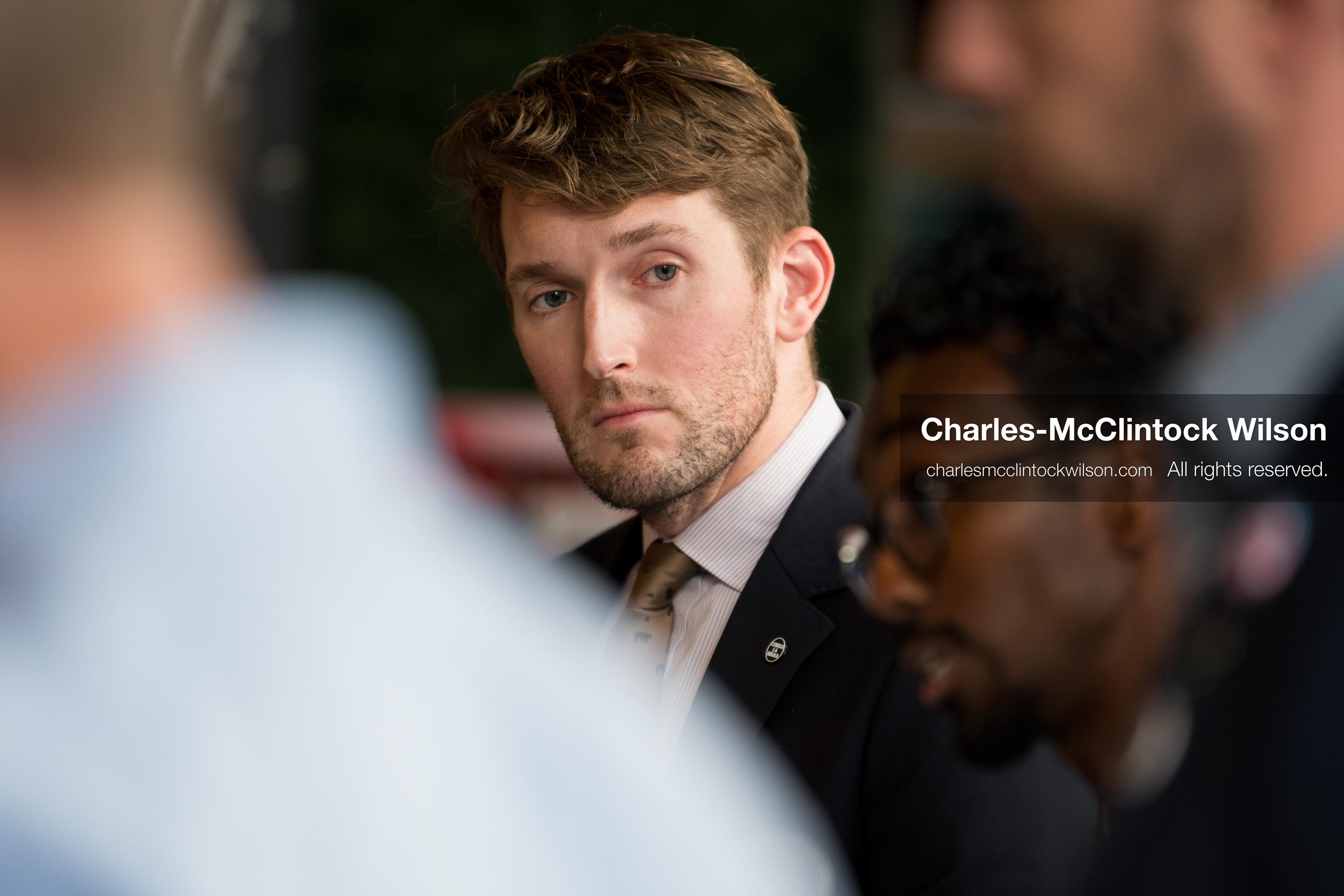 April 22, 2026, Salt Lake City, Utah, USA: Utah state senator NATE BLOUIN, a candidate for the Democratic nomination in the Utah 1st Congressional District, listens during the Earth Day 1st District Candidate Debate at Church and State Marketplace in Salt Lake City. The event, hosted by Stewardship Utah, brought together candidates to discuss environmental and policy issues ahead of the 2026 election. (Credit Image: © Charles-McClintock Wilson/ZUMA Press Wire)