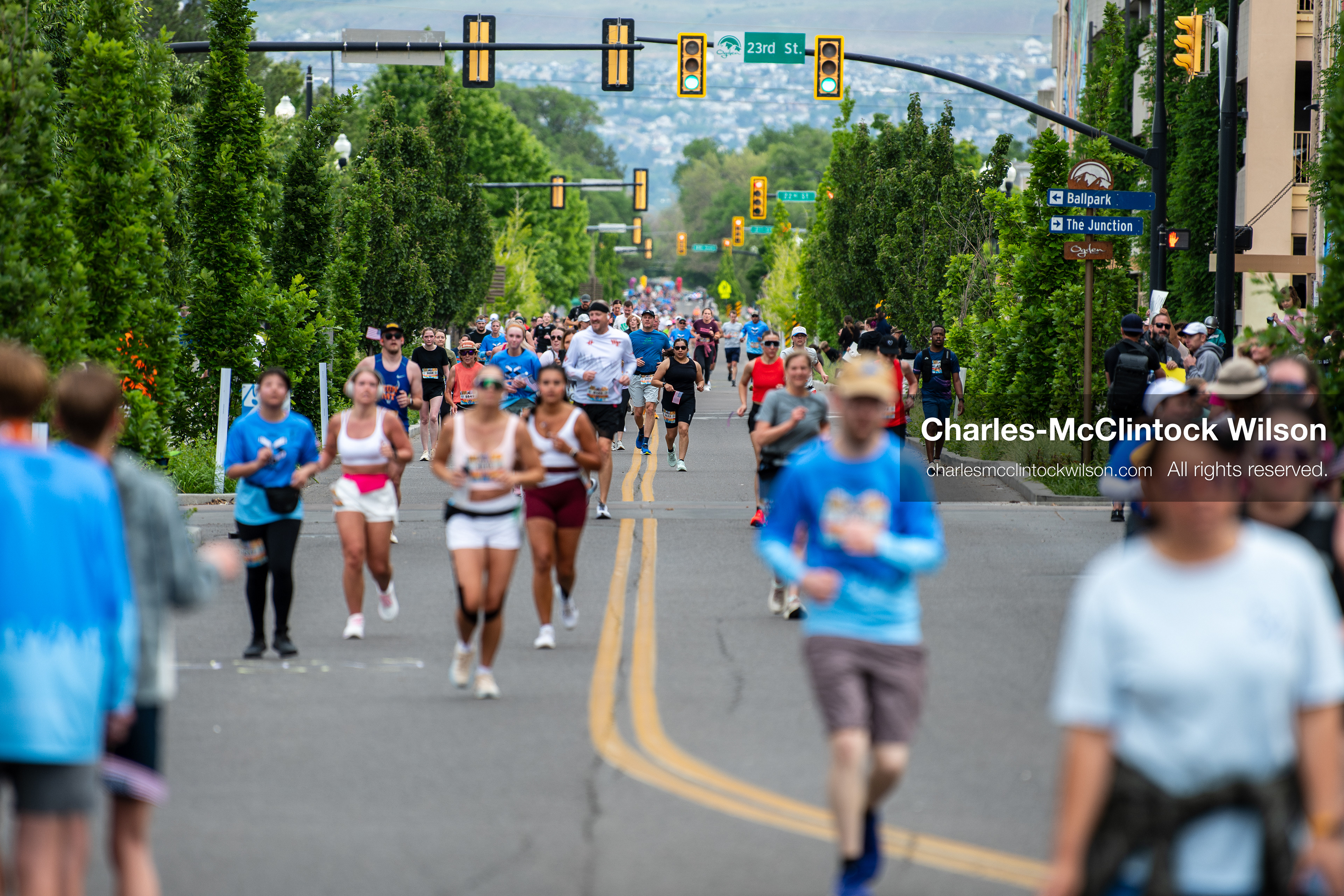 May 16, 2026, Ogden, Utah, USA: Runners make their way along the course during the 25th Annual America First Ogden Marathon in Ogden, Utah, on Saturday, May 16, 2026. The event drew thousands of participants and spectators for the milestone 25th running of the marathon. (Credit Image: © Charles-McClintock Wilson/ZUMA Press Wire)