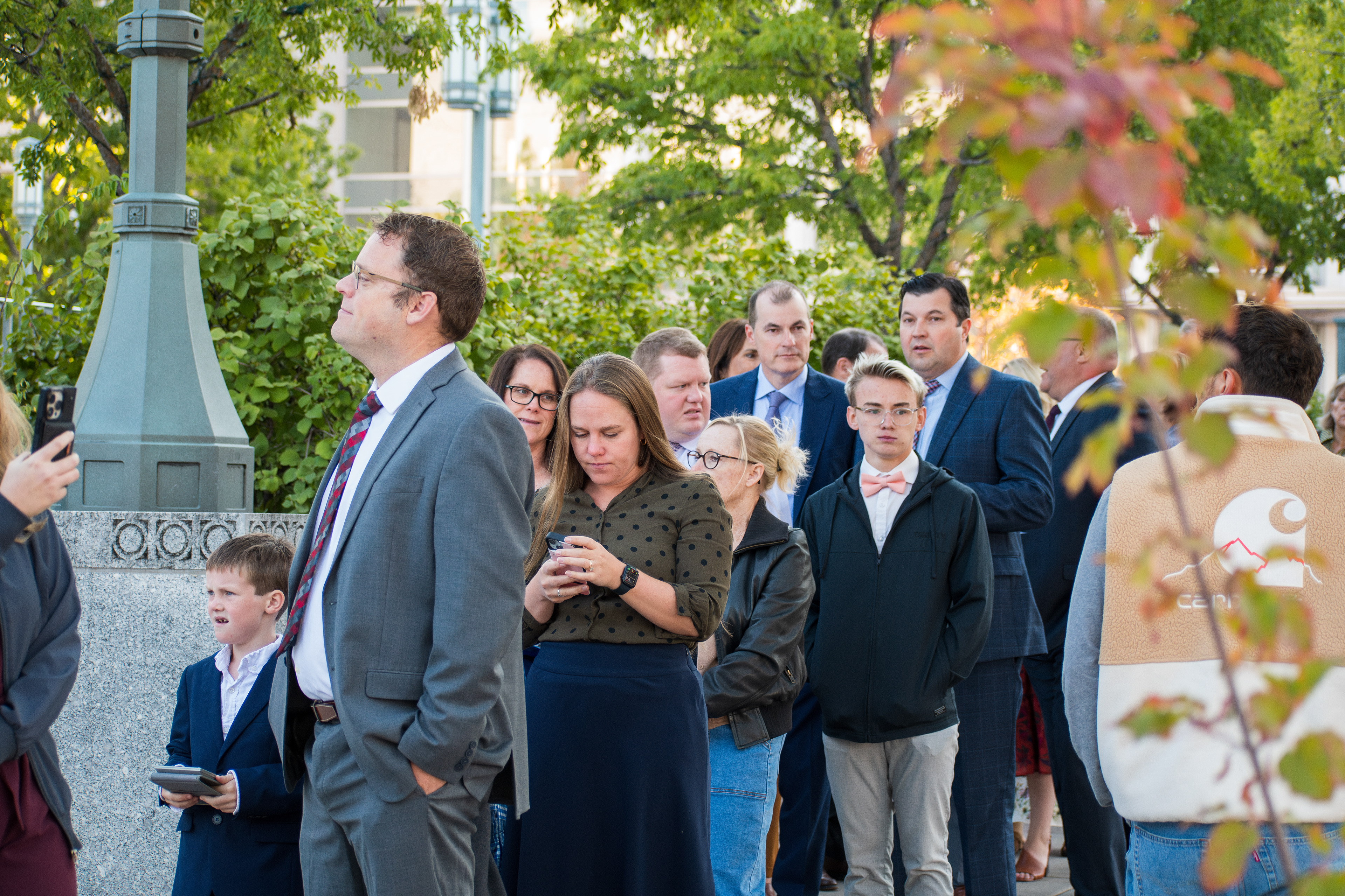 October 6, 2025, Salt Lake City, Utah, USA: People wait in line outside the Conference Center during the public viewing for RUSSELL M. NELSON, the 17th president of the Church of Jesus Christ of Latter-day Saints. Nelson died at his home in Salt Lake City, Utah, on September 27, 2025, at the age of 101. (Credit Image: © Charles-McClintock Wilson/ZUMA Press Wire)