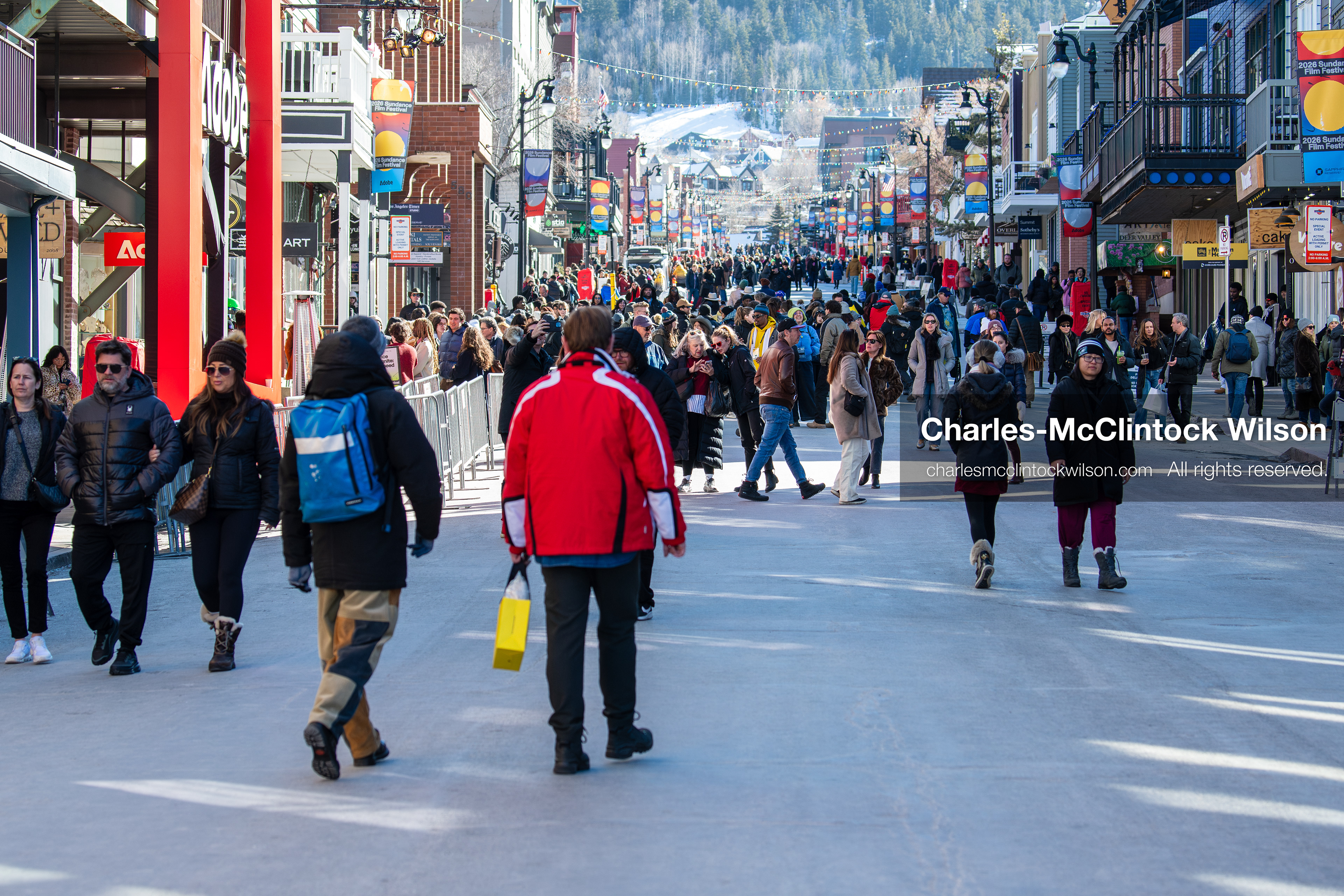  January 26, 2026, Park City, Utah, USA: Pedestrians walk along Main Street during the 2026 Sundance Film Festival in Park City, Utah, on Monday, Jan. 26, 2026. (Credit Image: © Charles McClintock Wilson/ZUMA Press Wire)