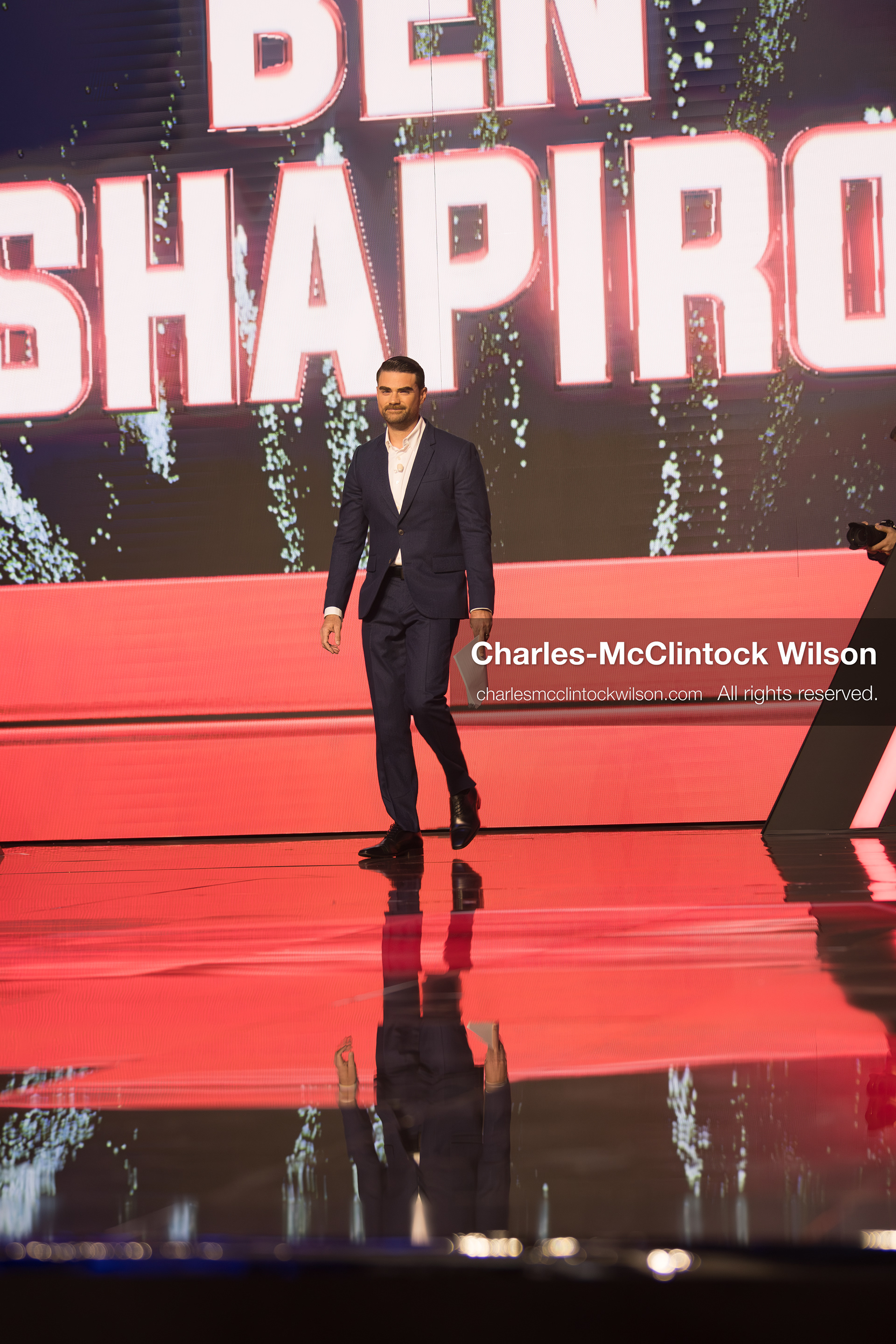 December 18, 2025, Phoenix, Arizona, USA: Ben Shapiro walks toward the stage during Day One of Turning Point USA’s AmericaFest 2025 at the Phoenix Convention Center in Phoenix, Arizona.