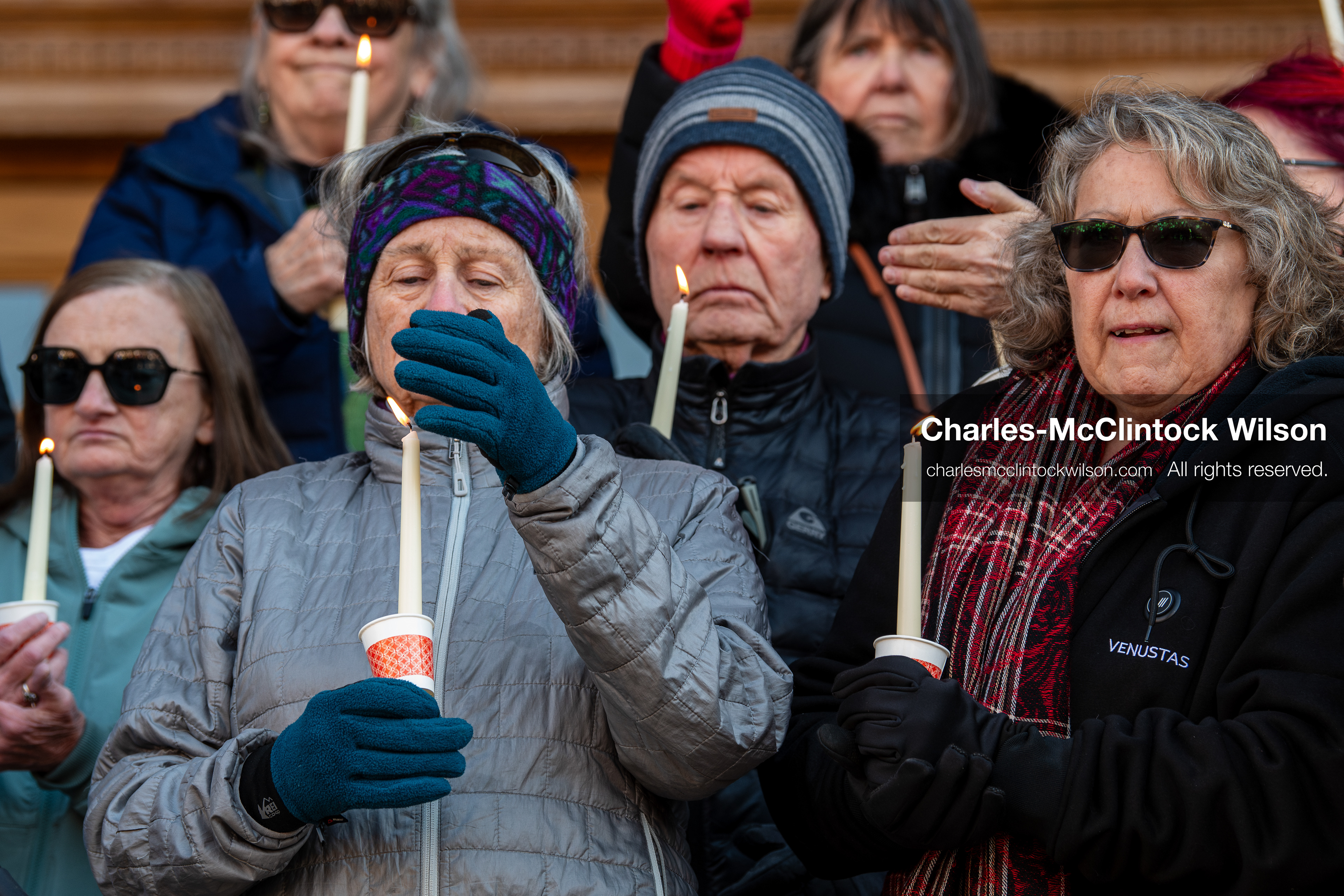 Salt Lake City, Utah, January 10, 2026: Participants hold candles during a vigil for Renee Nicole Good and other victims of ICE enforcement, part of the ICE Out for Good protest at Washington Square Park. (Credit Image: © Charles‑McClintock Wilson/ZUMA Press Wire)