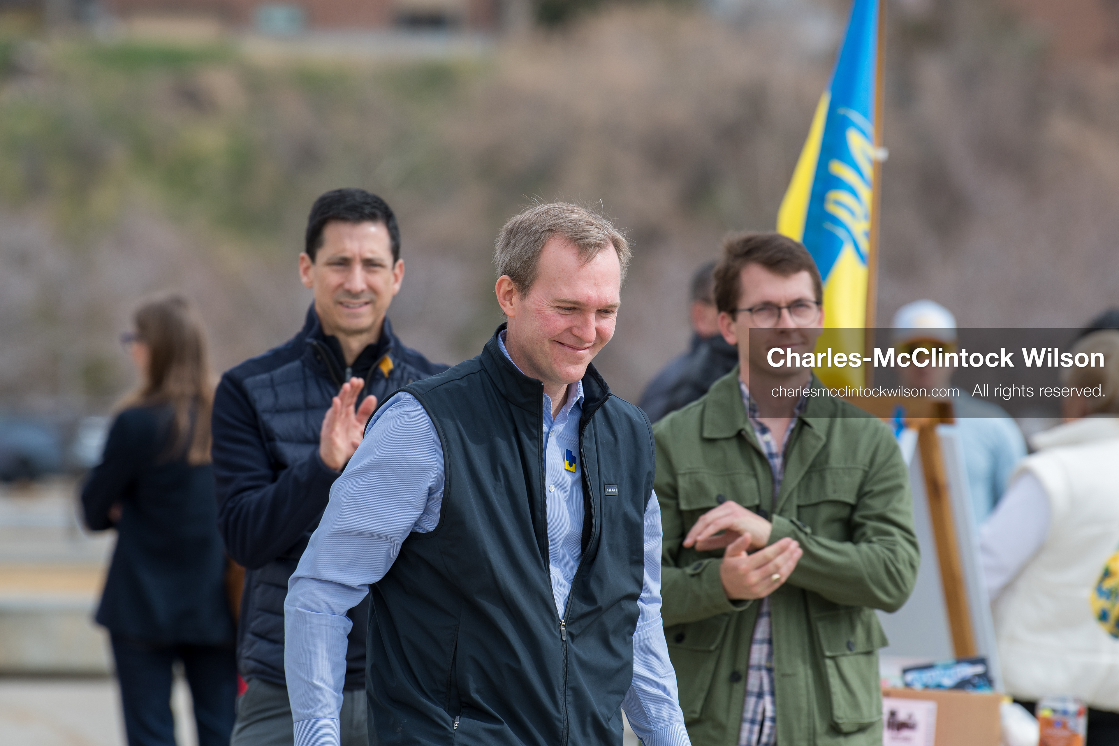 February 28, 2026, Salt Lake City, Utah, USA: BEN MCADAMS, former U.S. Congressman and a Democrat from Utah, walks toward the stage during the Stand With Ukraine rally at the Utah State Capitol. The event marked the four year anniversary of the full scale Russian invasion of Ukraine and brought community members together in support of Ukrainians and local humanitarian efforts. (Credit Image: © Charles McClintock Wilson/ZUMA Press Wire)