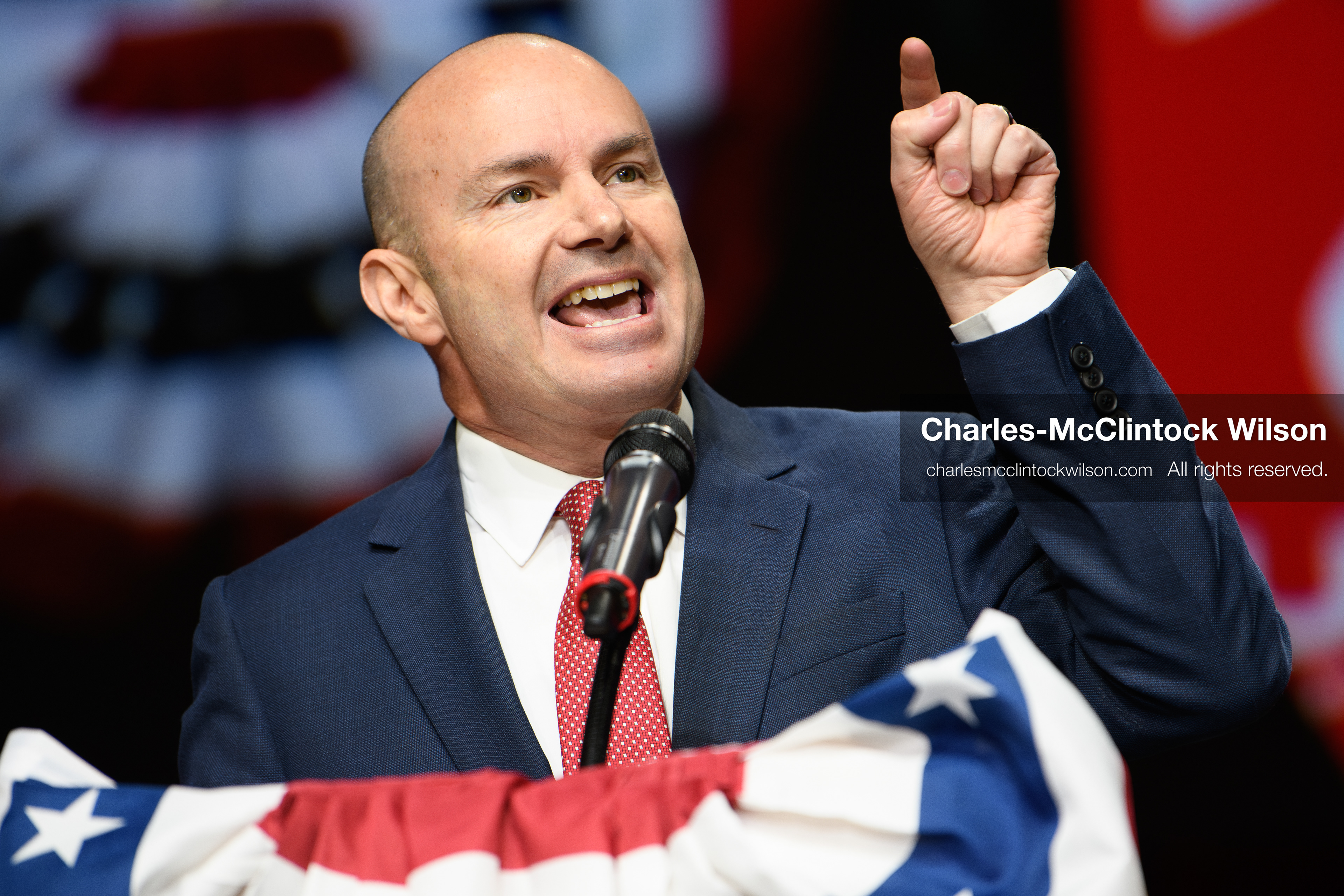 April 25, 2026, Orem, Utah, USA: U.S. Sen. MIKE LEE (R‑UT) speaks during the 2026 Utah Republican State Nominating Convention at the UCCU Center on the campus of Utah Valley University in Orem. (Credit Image: © Charles-McClintock Wilson/ZUMA Press Wire)