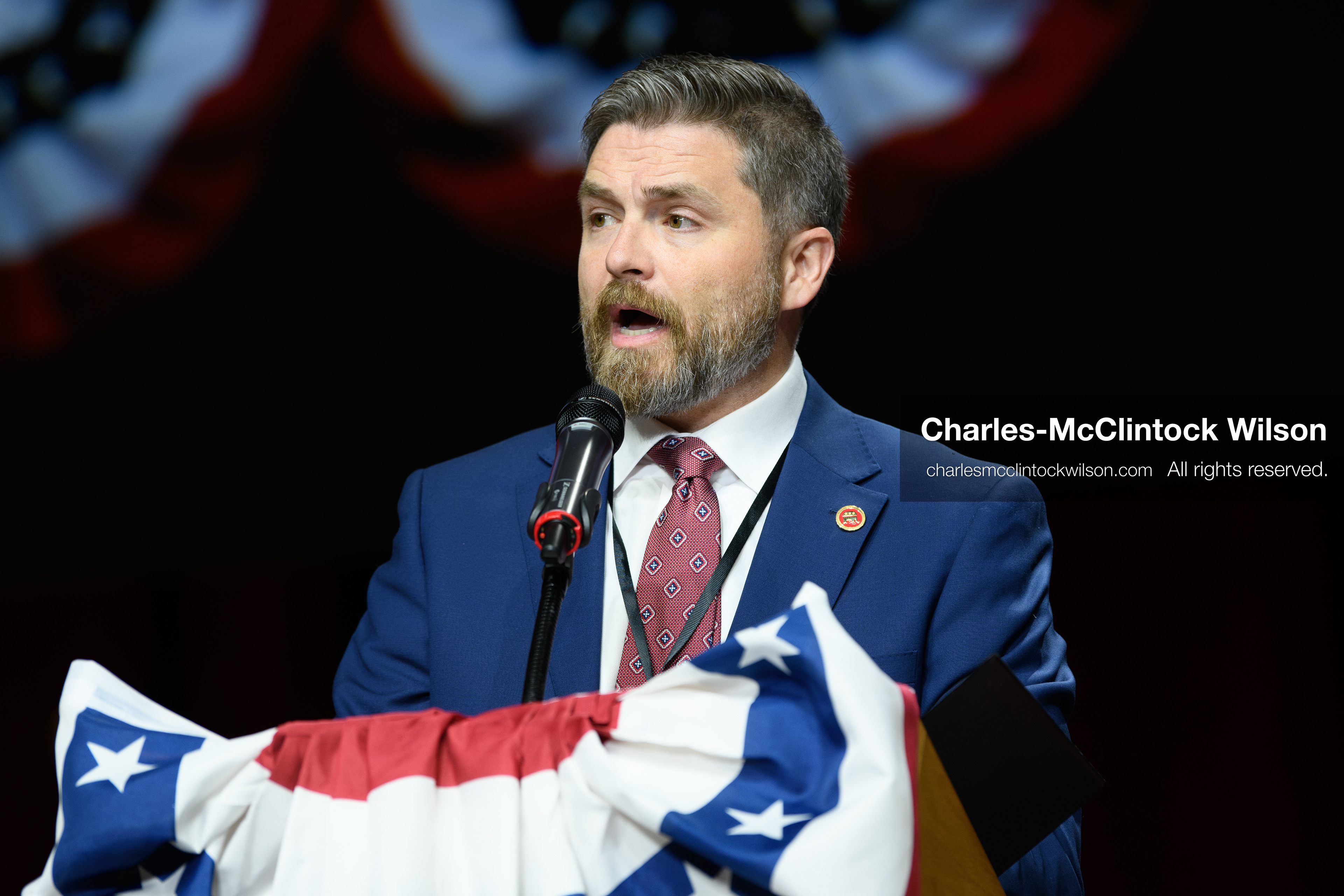 April 25, 2026, Orem, Utah, USA: ROB AXSON, chair of the Utah Republican Party, speaks during the 2026 Utah Republican State Nominating Convention at the UCCU Center on the campus of Utah Valley University in Orem. (Credit Image: © Charles-McClintock Wilson/ZUMA Press Wire)