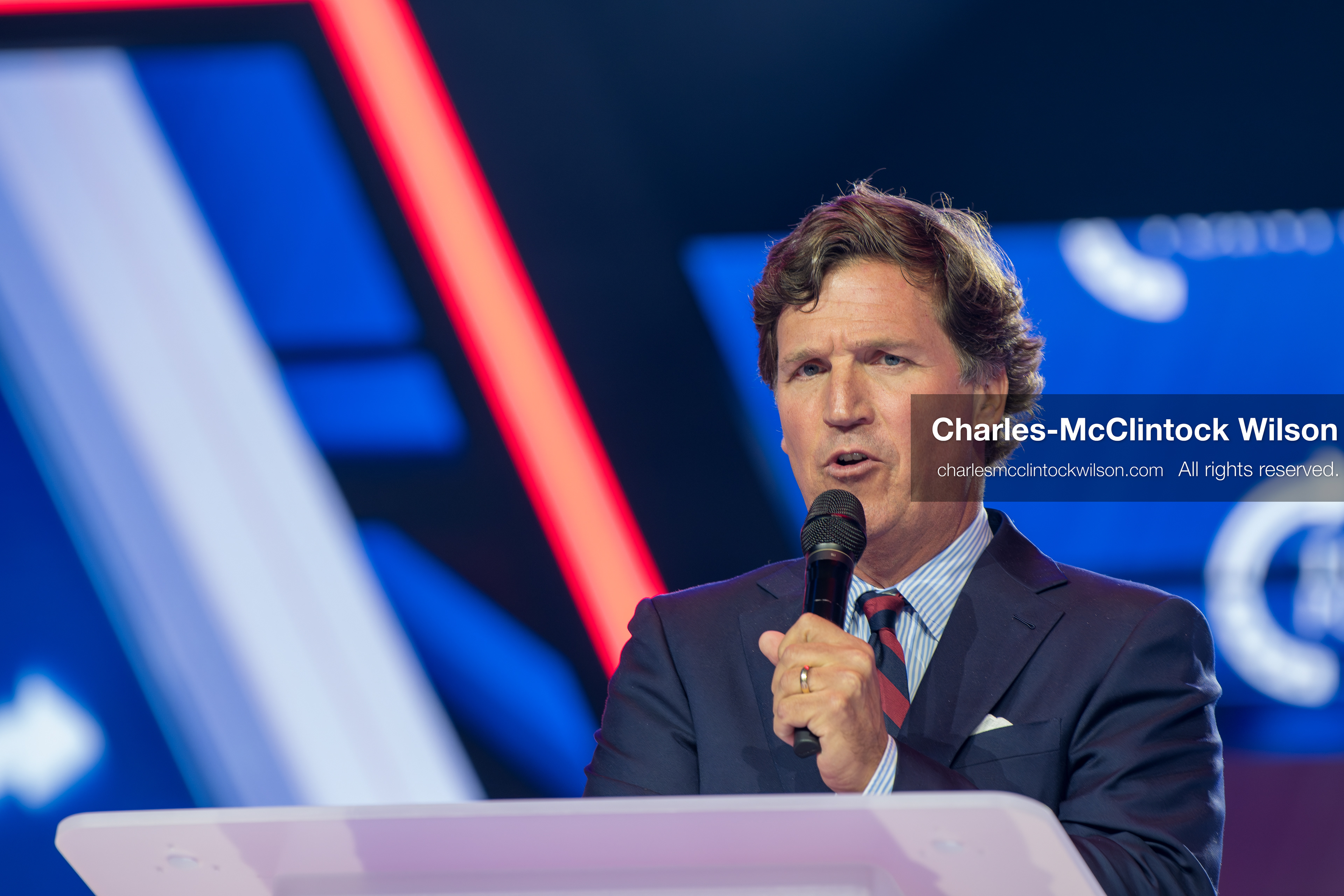 December 18, 2025, Phoenix, Arizona, USA: Tucker Carlson speaks on Day One of Turning Point USA’s AmericaFest 2025 at the Phoenix Convention Center in Phoenix, Arizona.   (Credit Image: © Charles‑McClintock Wilson/ZUMA Press Wire)