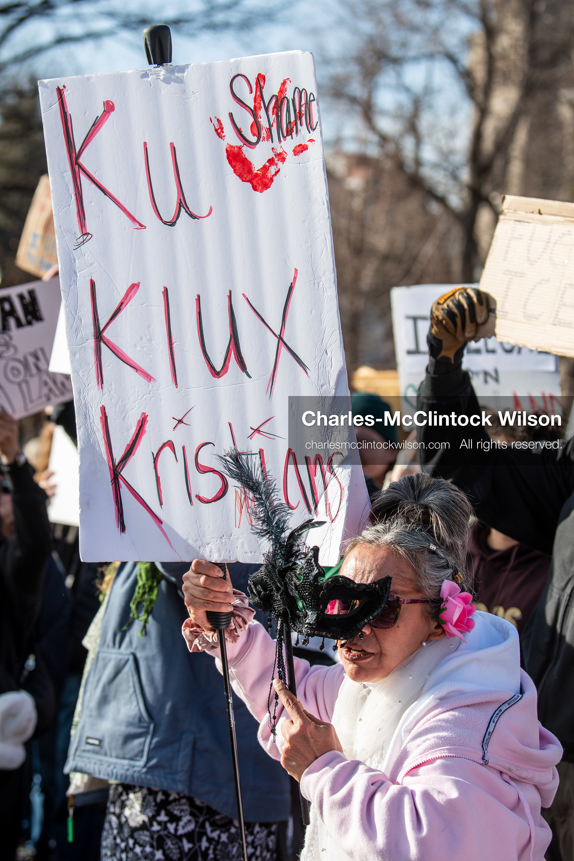 January 30, 2026, Salt Lake City, Utah, USA: A demonstrator holds a sign during an anti‑ICE protest in Salt Lake City, part of a nationwide response to immigration enforcement policies. (Credit Image: © Charles‑McClintock Wilson/ZUMA Press Wire)
