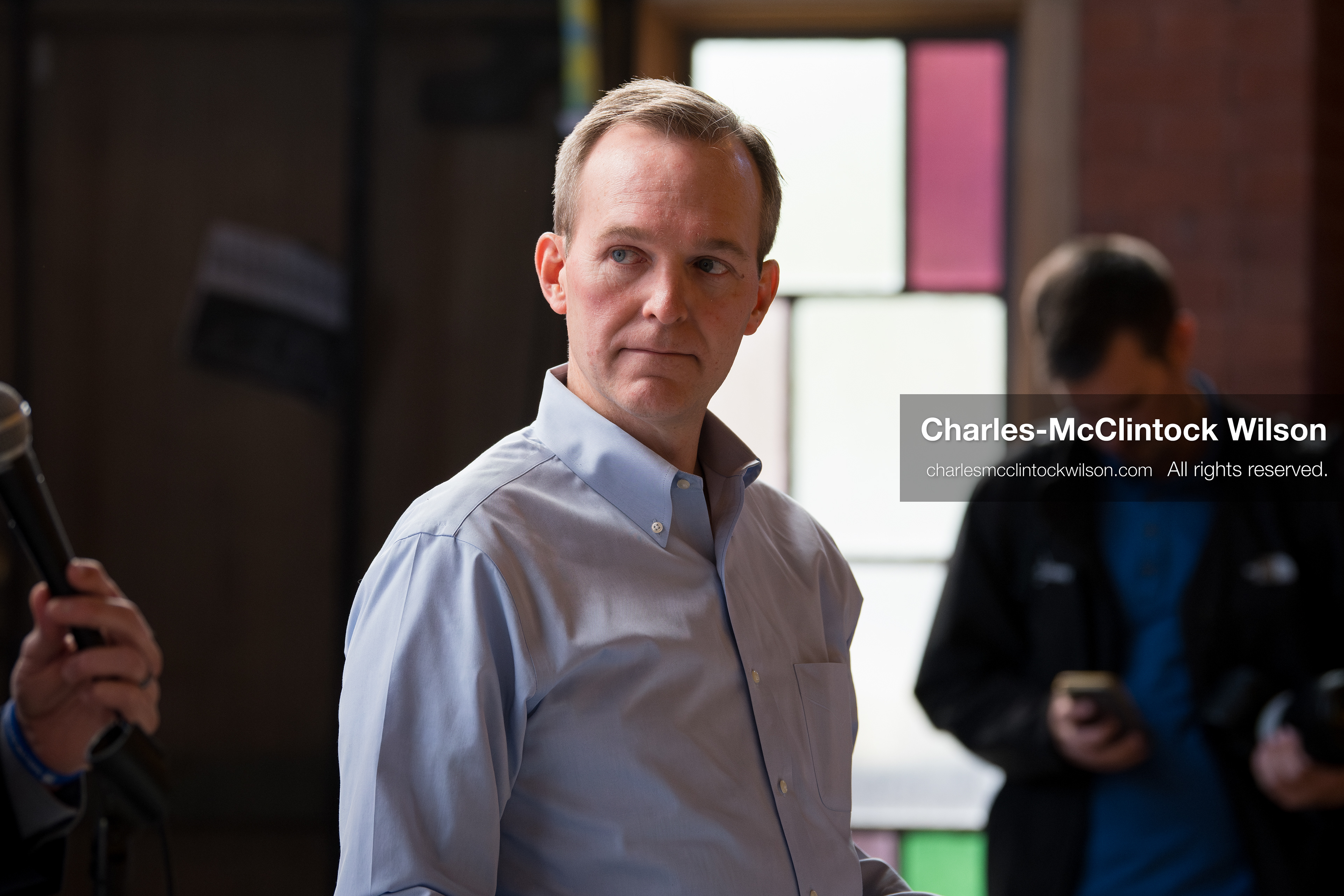April 22, 2026, Salt Lake City, Utah, USA: Democratic congressional candidate BEN McADAMS listens during the Earth Day 1st District Candidate Debate at Church and State Marketplace in Salt Lake City. The event, hosted by Stewardship Utah, brought together candidates to discuss environmental and policy issues ahead of the 2026 election. (Credit Image: © Charles-McClintock Wilson/ZUMA Press Wire)