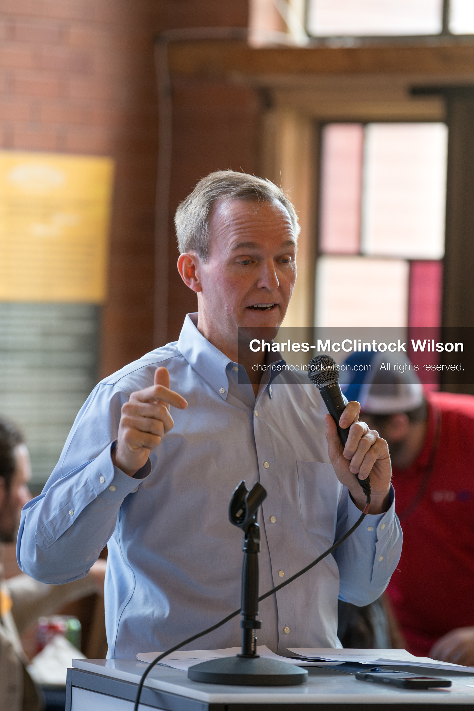 April 22, 2026, Salt Lake City, Utah, USA: Democratic congressional candidate BEN McADAMS speaks during the Earth Day 1st District Candidate Debate at Church and State Marketplace in Salt Lake City. The event, hosted by Stewardship Utah, brought together candidates to discuss environmental and policy issues ahead of the 2026 election. (Credit Image: © Charles-McClintock Wilson/ZUMA Press Wire)