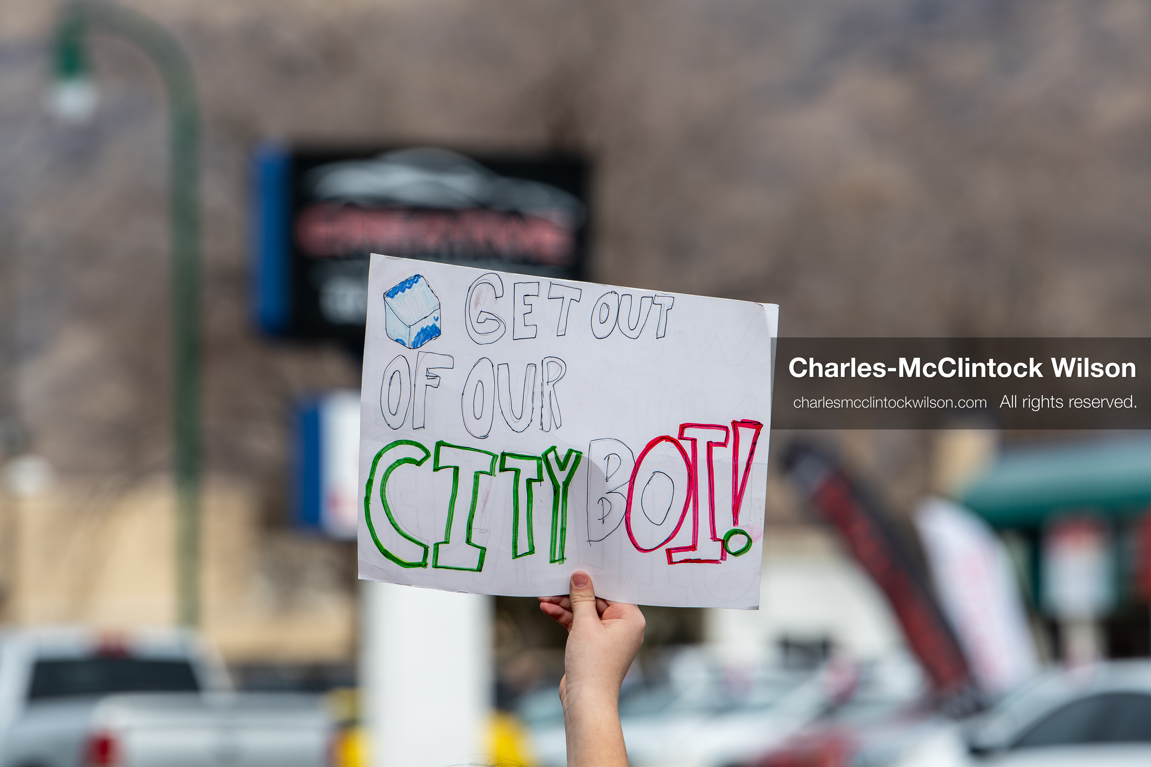February 11, 2026, Orem, Utah, USA: A student stands along State Street during a student‑led protest involving participants from multiple Orem schools. (Credit Image: © Charles‑McClintock Wilson/ZUMA Press Wire)