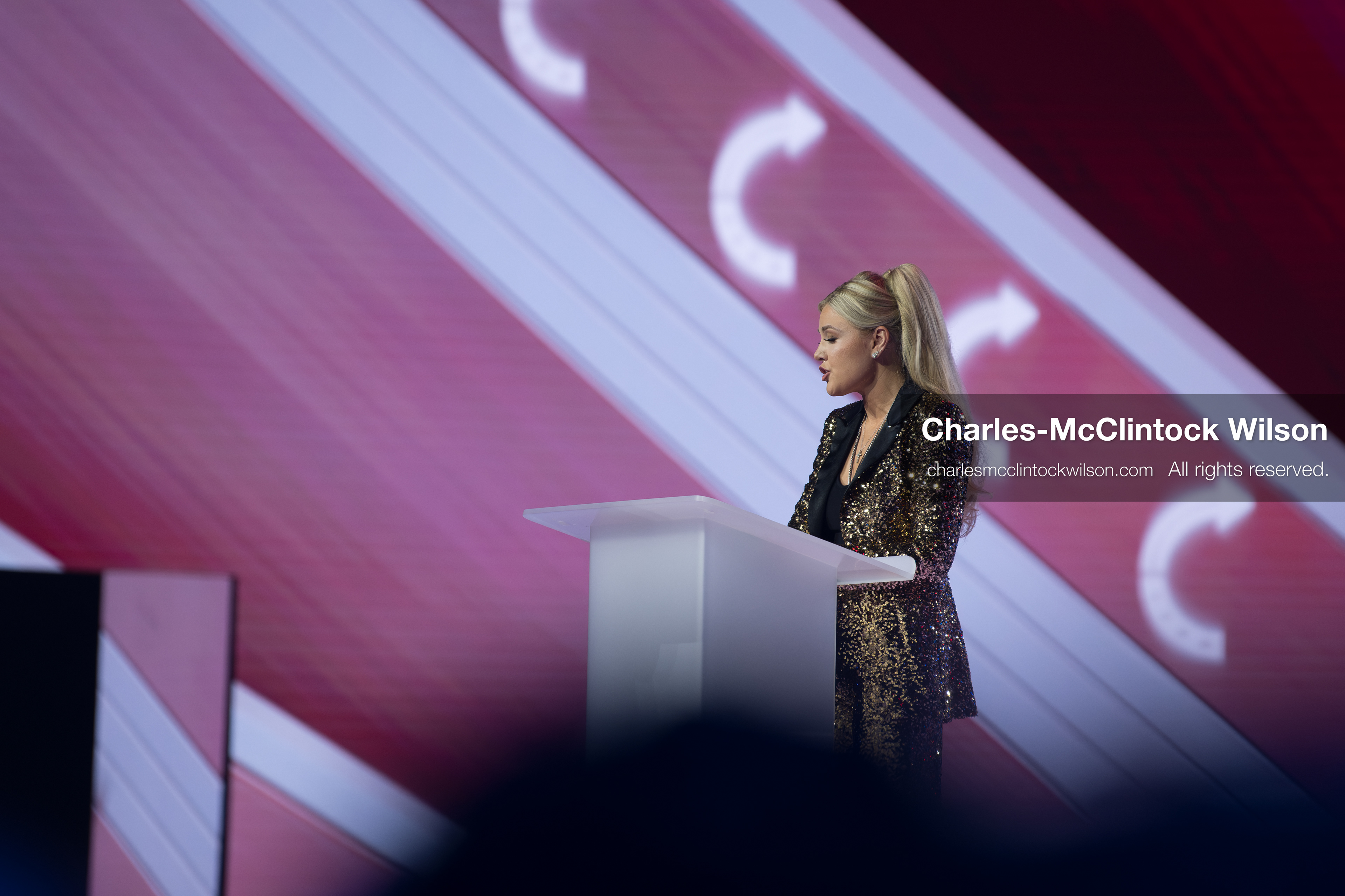 December 18, 2025, Phoenix, Arizona, USA: Mrs. Erika Kirk, CEO of Turning Point USA, speaks during Day One of Turning Point USA’s AmericaFest 2025 at the Phoenix Convention Center in Phoenix, Arizona.   (Credit Image: © Charles‑McClintock Wilson/ZUMA Press Wire)