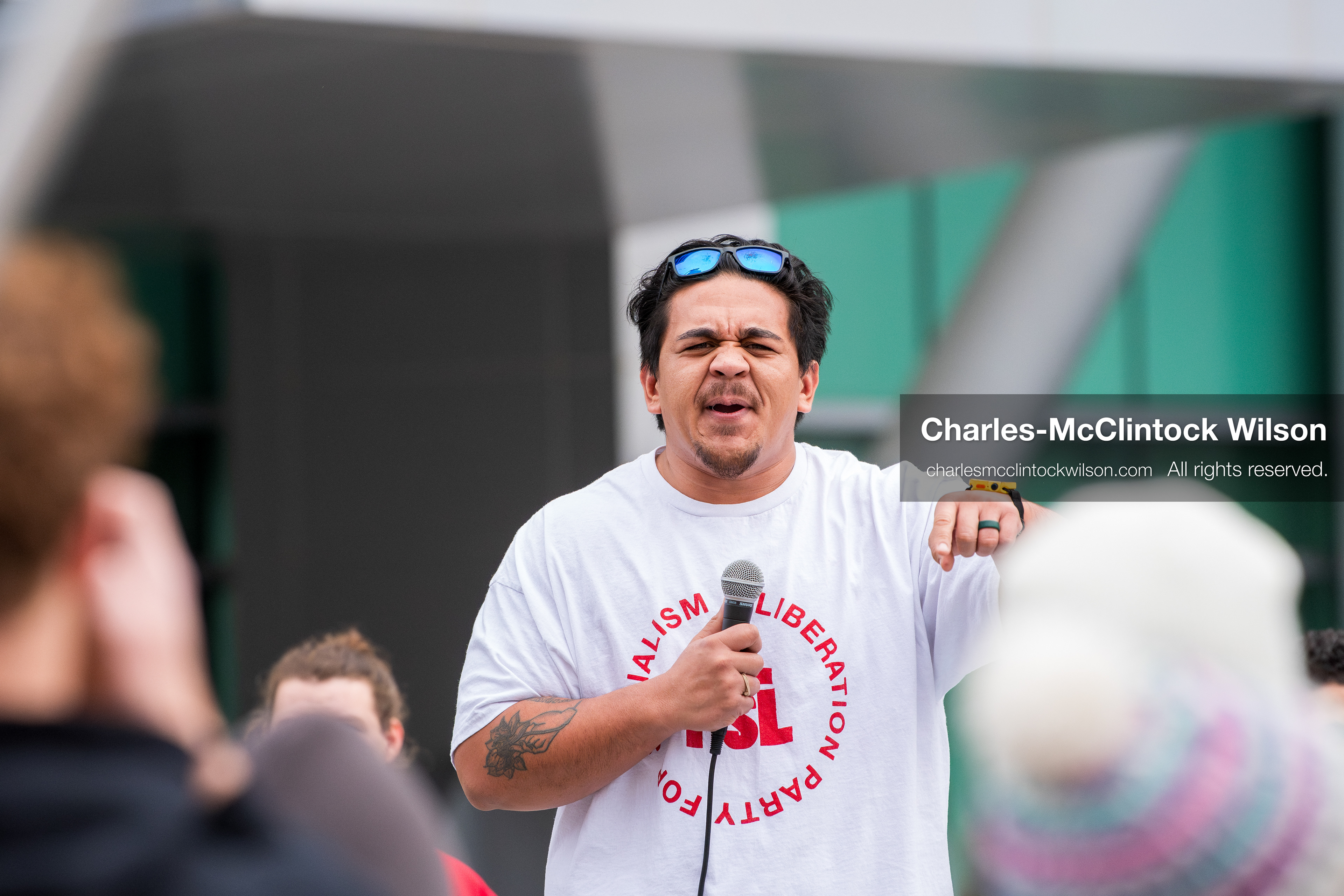 January 3, 2026, Salt Lake City, Utah, USA: A speaker addresses demonstrators during a protest against US military action in Venezuela outside the Wallace Federal Building in Salt Lake City, Utah. The protest was part of a nationwide mobilization opposing airstrikes and foreign intervention. (Credit Image: (c) Charles‑McClintock Wilson/ZUMA Press Wire)