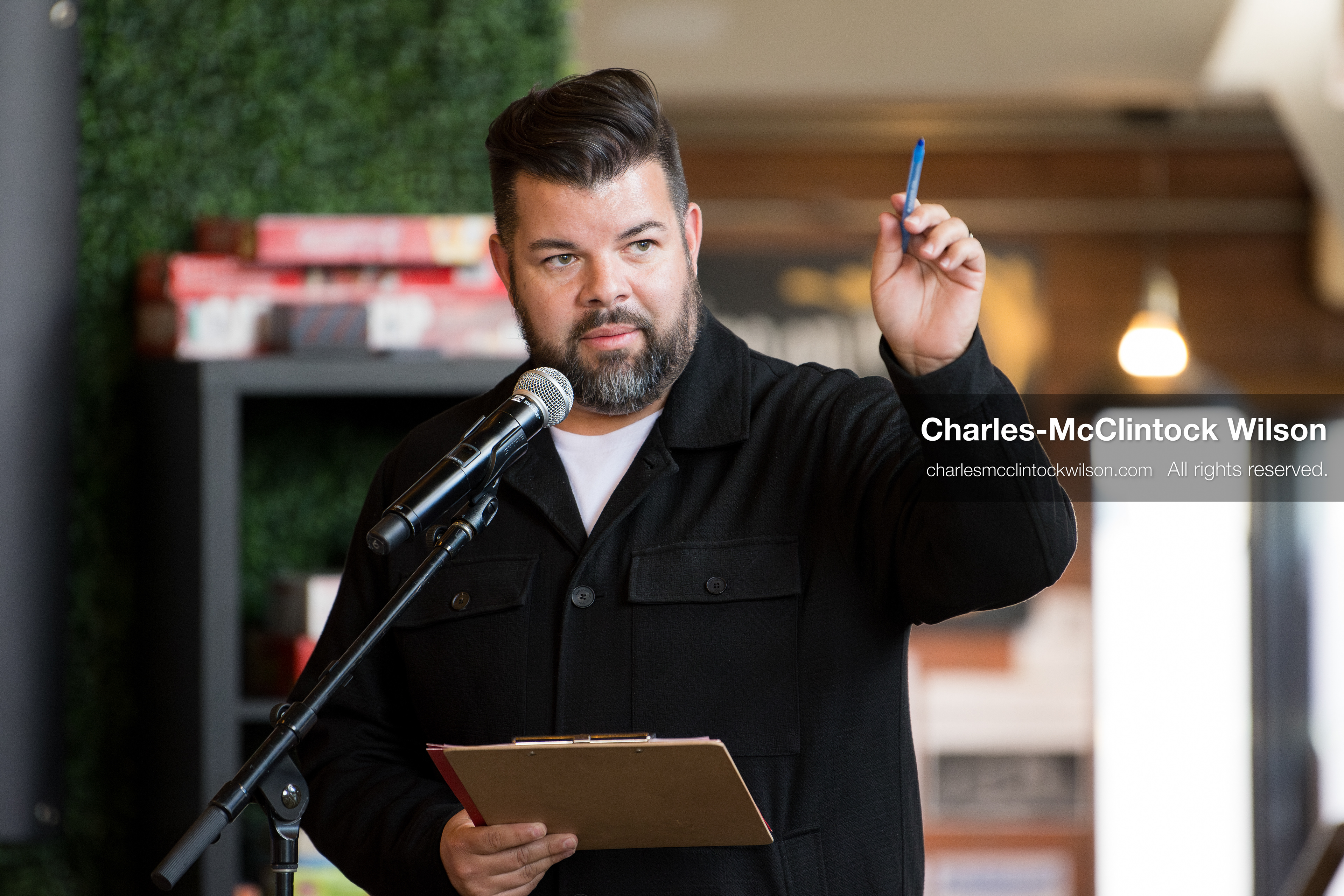 April 22, 2026, Salt Lake City, Utah, USA: Journalist BEN WINSLOW, who served as moderator, explains the rules to the candidates during the Earth Day 1st District Candidate Debate at Church and State Marketplace in Salt Lake City. The event, hosted by Stewardship Utah, brought together candidates and community members to discuss environmental and policy issues ahead of the 2026 election. (Credit Image: © Charles-McClintock Wilson/ZUMA Press Wire)