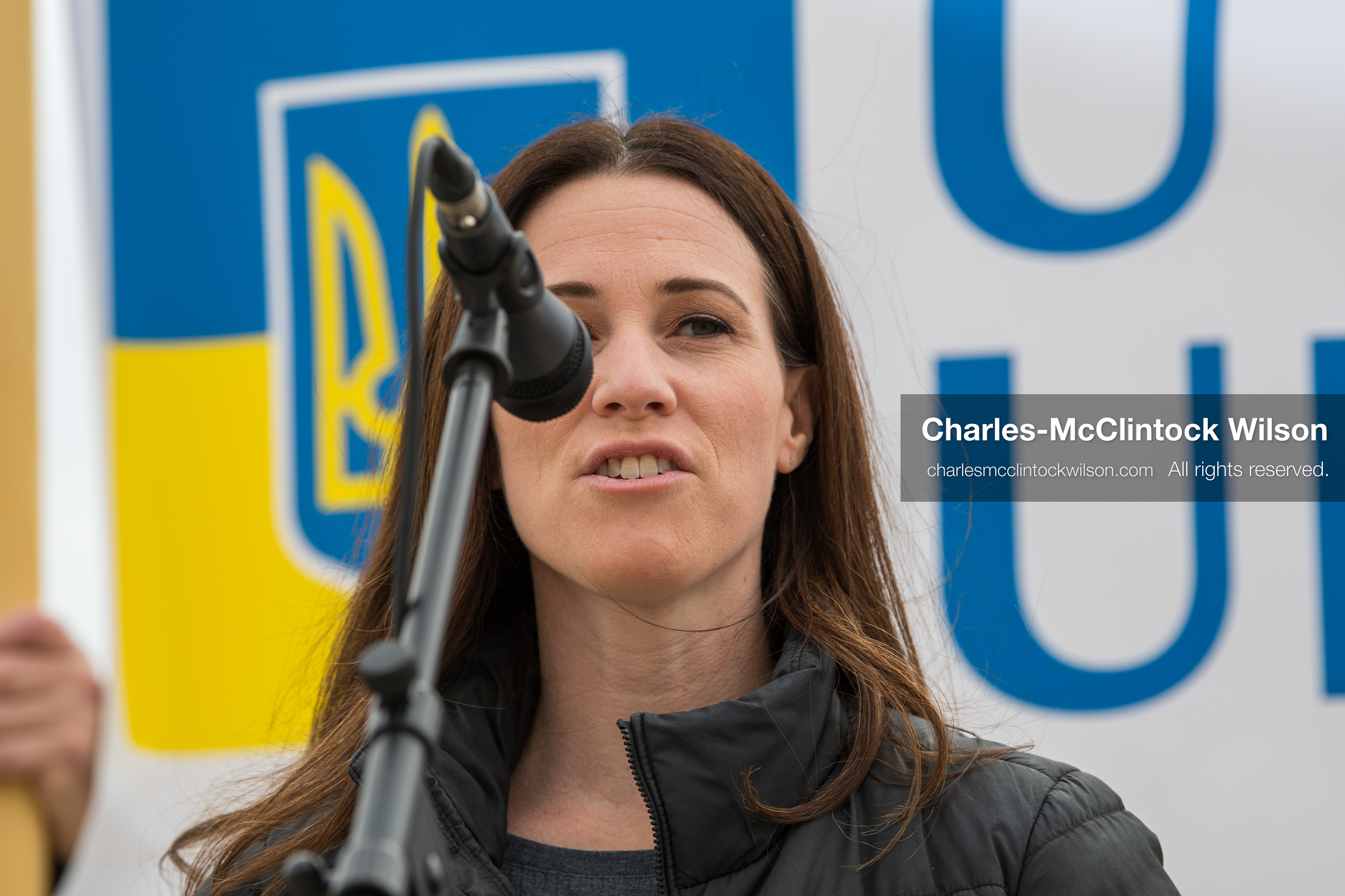 February 28, 2026, Salt Lake City, Utah, USA: STEPHANIE PITCHER, Utah state senator and a Democrat from Utah, speaks during the Stand With Ukraine rally at the Utah State Capitol. The event marked the four year anniversary of the full scale Russian invasion of Ukraine and brought community members together in support of Ukrainians and local humanitarian efforts. (Credit Image: © Charles McClintock Wilson/ZUMA Press Wire)