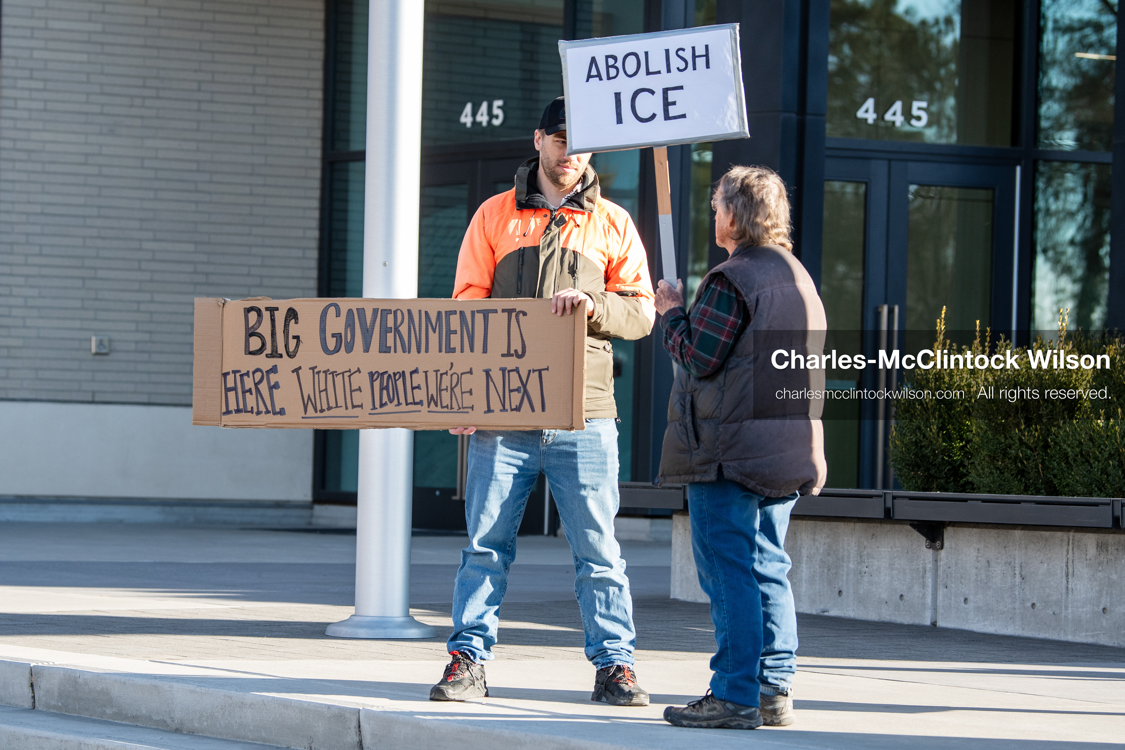 January 20, 2026, Provo, Utah, USA: Protesters gather outside Provo City Hall during the Free America Walkout protest in Provo, Utah, on January 20, 2026. Demonstrators held signs calling for justice, immigration reform, and an end to detention practices. (Credit Image: © Charles-McClintock Wilson/ZUMA Press Wire)