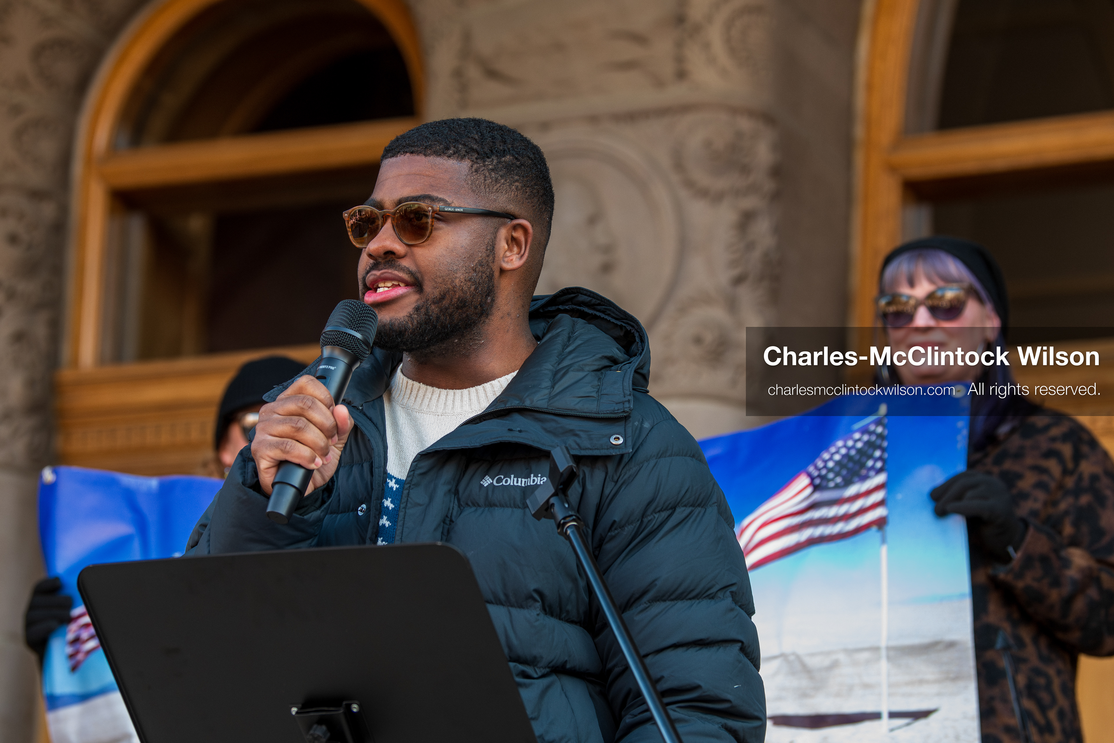Salt Lake City, Utah, January 10, 2026: Isaiah Martin, a Democratic political advocate and former candidate for Texas’s 18th Congressional District, speaks during the ICE Out for Good protest at Washington Square Park, a demonstration calling for justice for Renee Nicole Good. (Credit Image: © Charles‑McClintock Wilson/ZUMA Press Wire)
