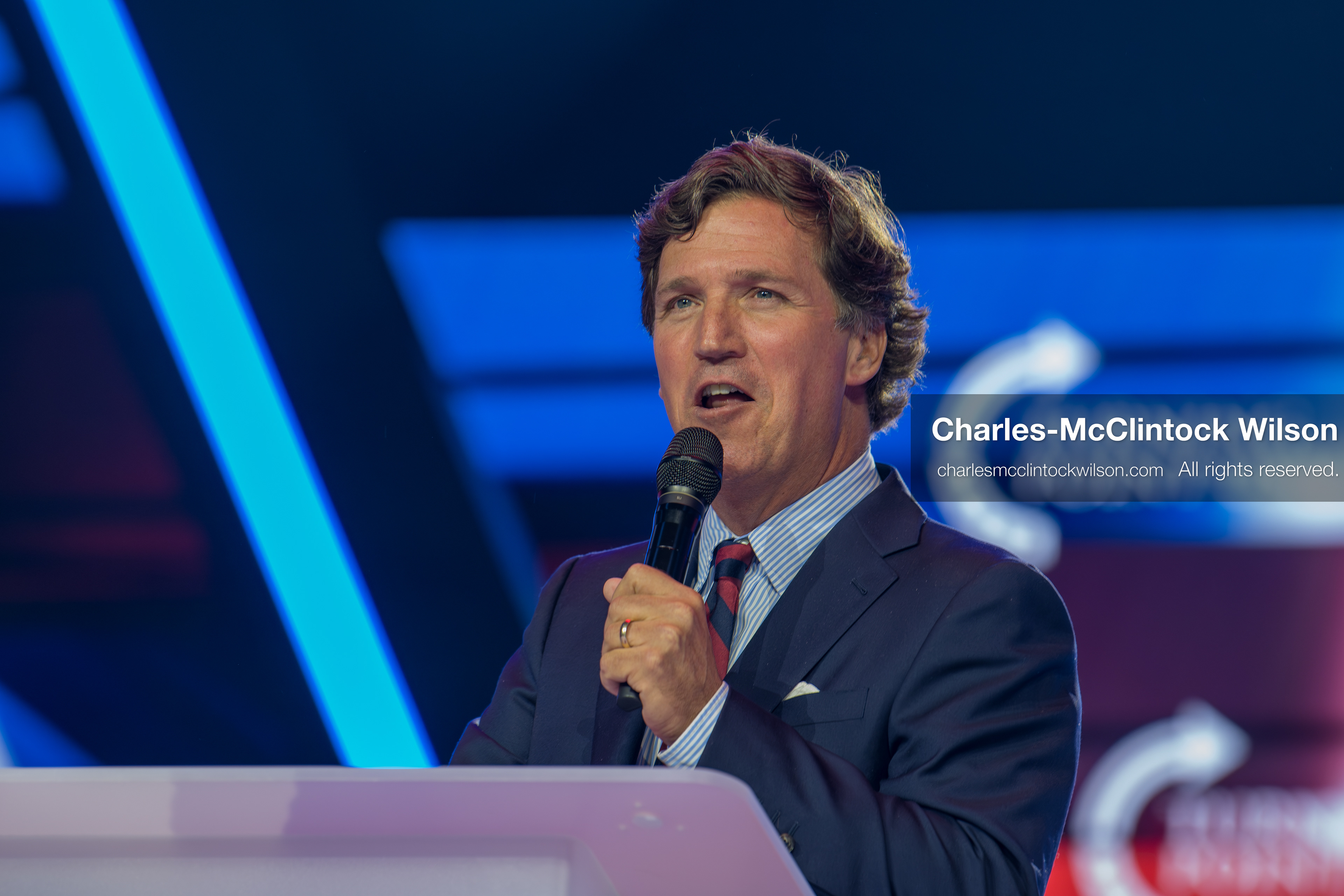 December 18, 2025, Phoenix, Arizona, USA: Tucker Carlson speaks on Day One of Turning Point USA’s AmericaFest 2025 at the Phoenix Convention Center in Phoenix, Arizona.   (Credit Image: © Charles‑McClintock Wilson/ZUMA Press Wire)