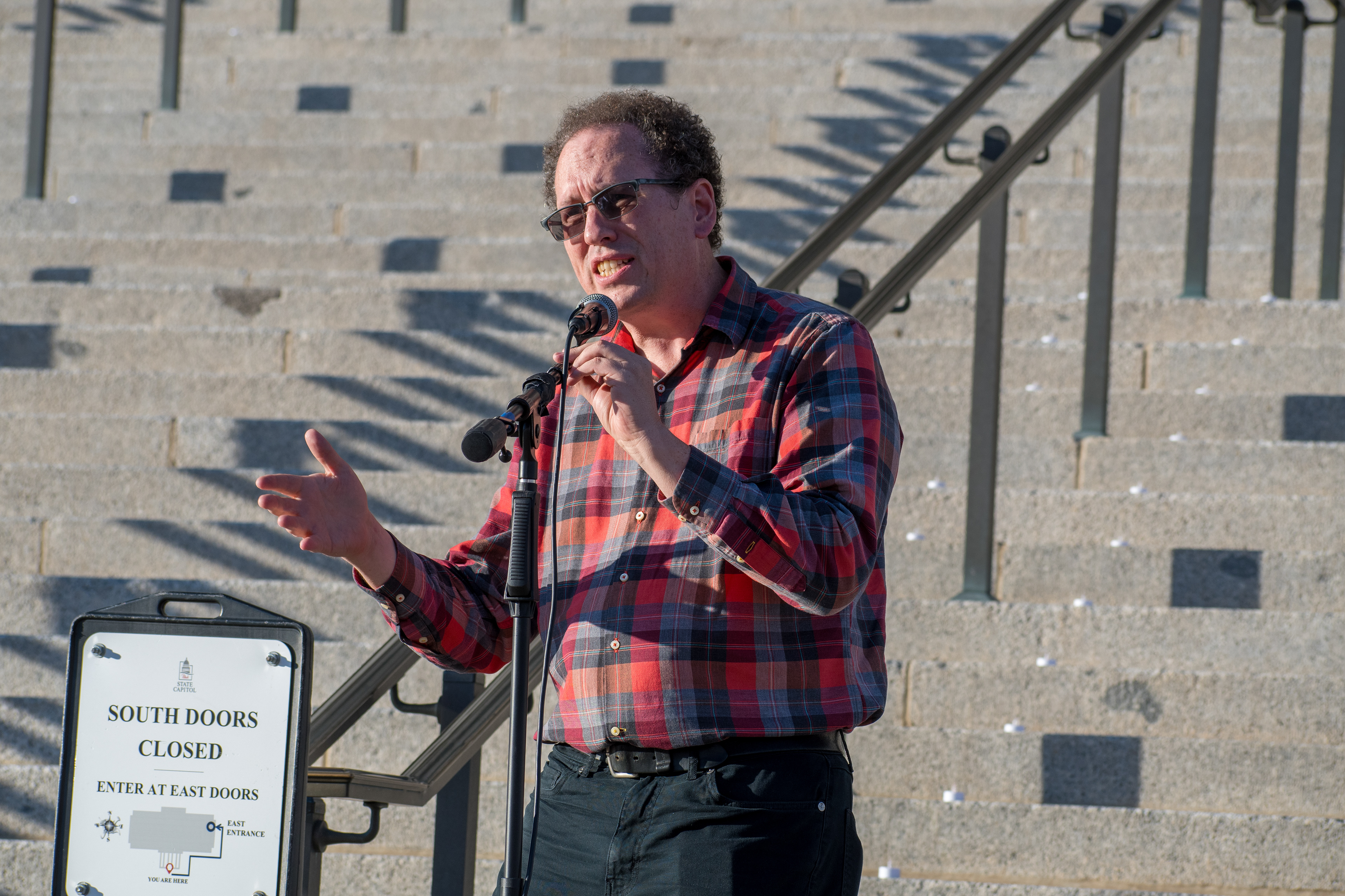 October 10, 2025, Salt Lake City, Utah, USA: A speaker addresses attendees during the Free Palestine Rally organized in front of the Utah State Capitol. (Credit Image: © Charles-McClintock Wilson/ZUMA Press Wire)