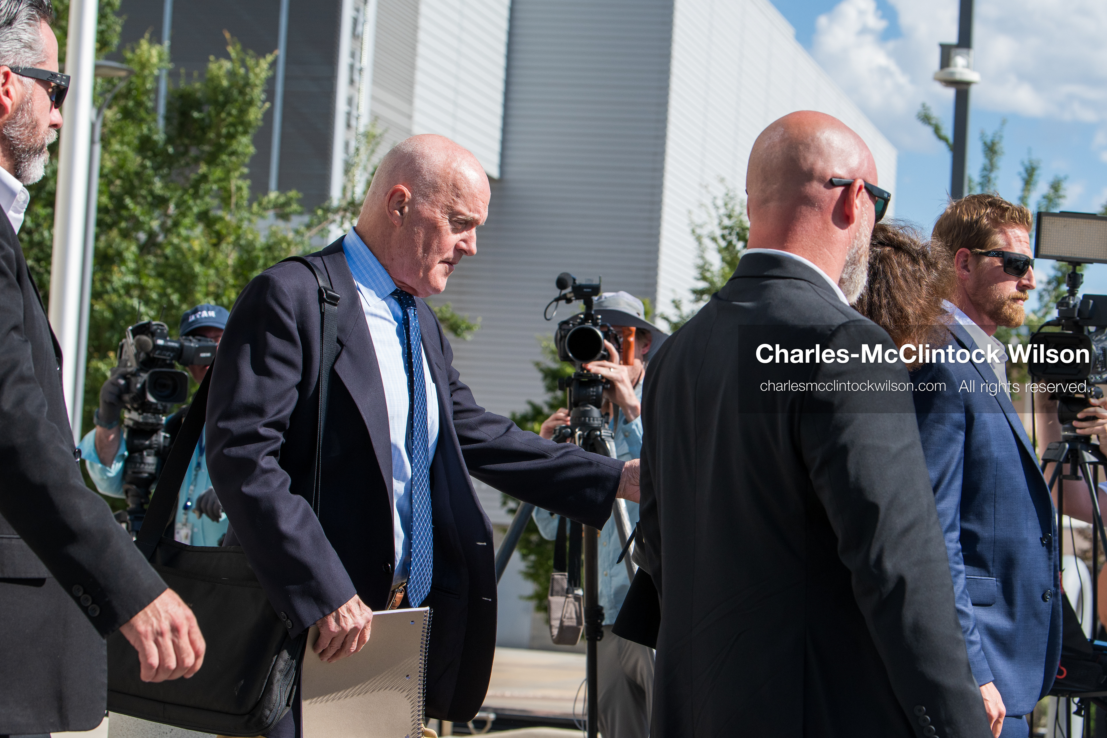 July 7, 2026, Provo, Utah, USA: ROBERT KIRK, center, father of conservative activist Charlie Kirk, leaves the Fourth District Court in Provo after the second day of the preliminary hearing in the Tyler Robinson case. Prosecutors are continuing to present evidence to determine whether probable cause exists for the case to proceed to trial after Charlie Kirk was fatally shot at Utah Valley University in 2025. (Credit Image: © Charles-McClintock Wilson/ZUMA Press Wire)