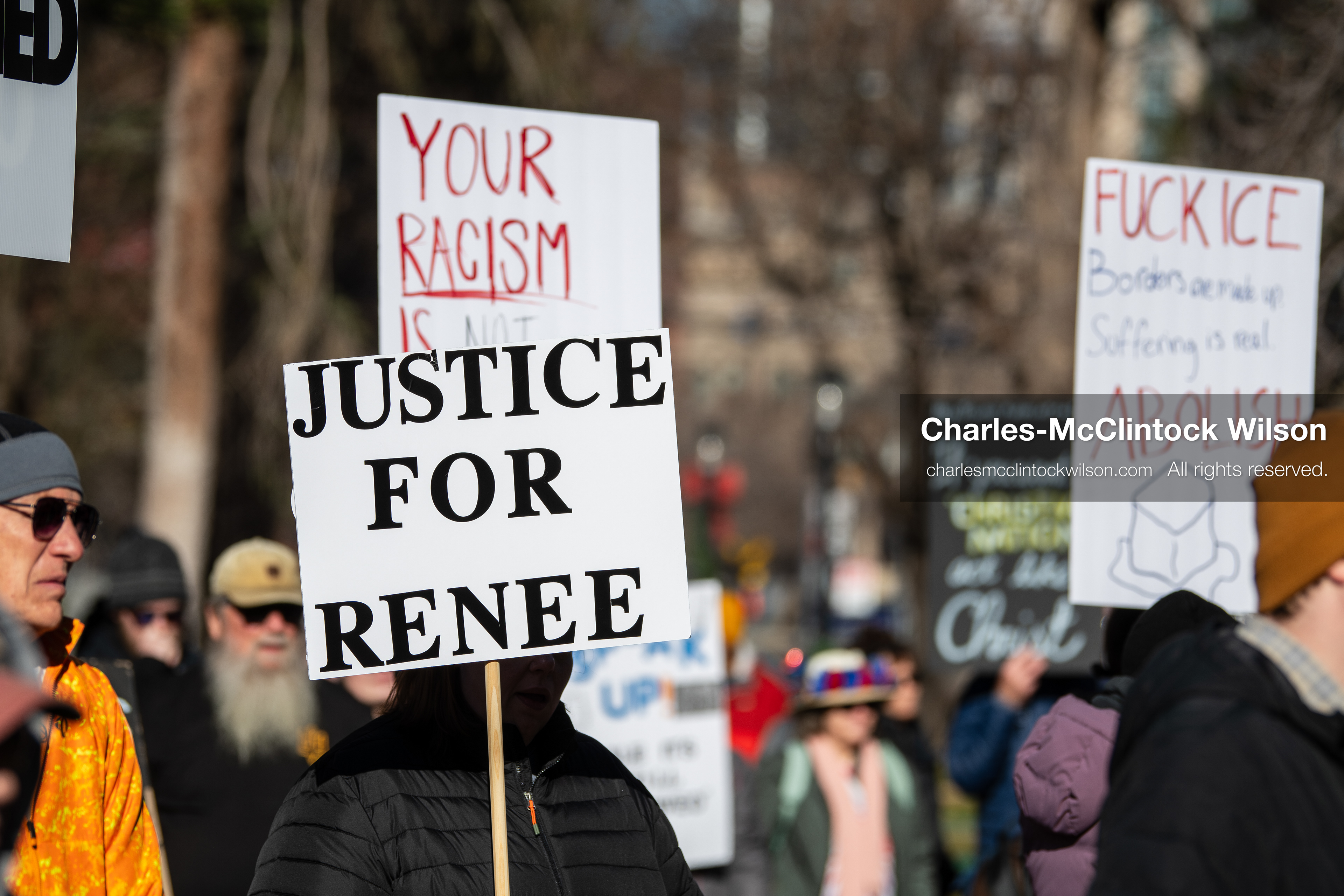 January 10, 2026, Salt Lake City, Utah, USA: Crowd of demonstrators gathered at Washington Square Park during the ICE Out for Good protest in Salt Lake City, Utah, on January 10, 2026, a demonstration against ICE and calling for justice for Renee Nicole Good. (Credit Image: © Charles-McClintock Wilson/ZUMA Press Wire)