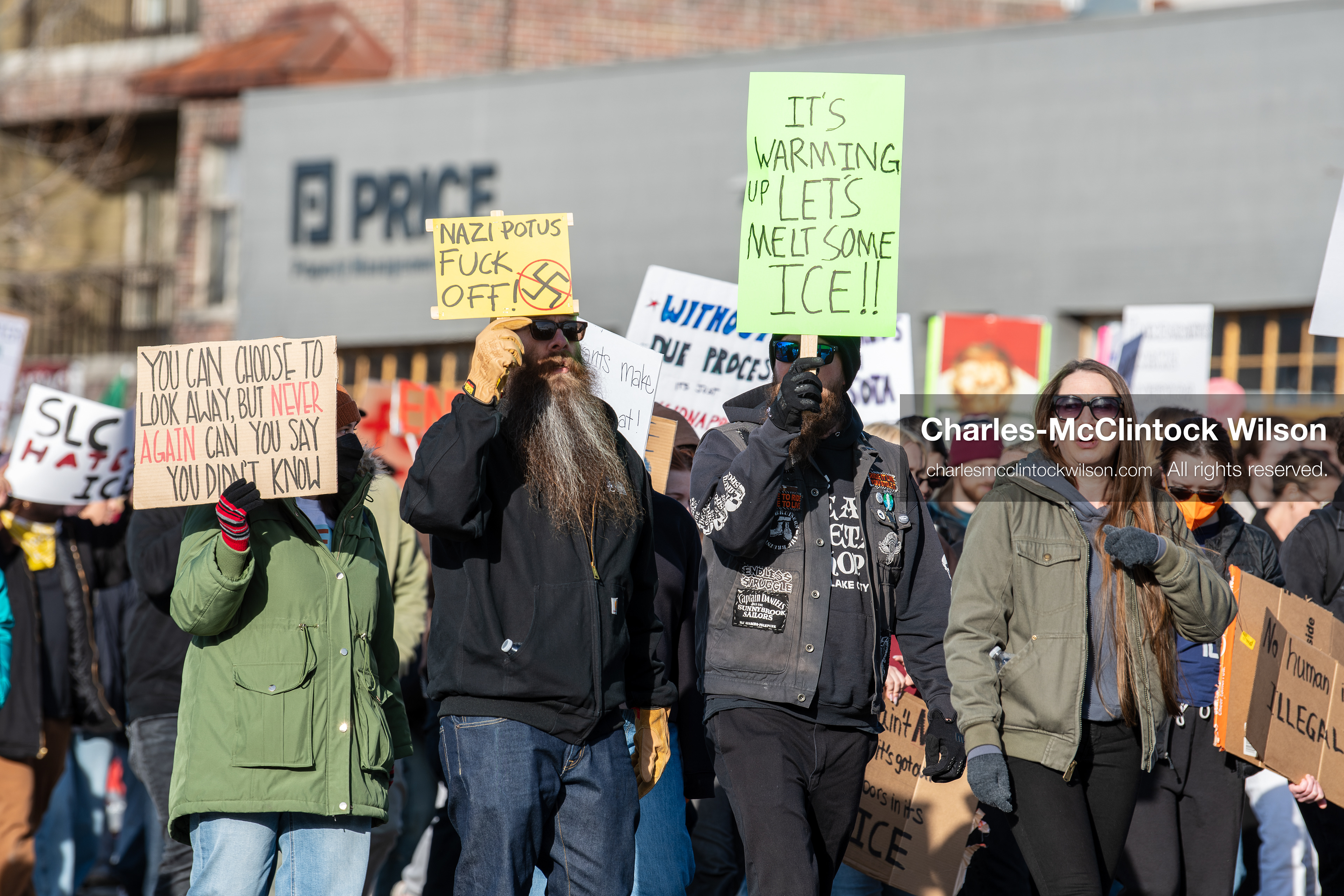 January 30, 2026, Salt Lake City, Utah, USA: Demonstrators march through downtown Salt Lake City during an anti‑ICE protest, part of a nationwide response to immigration enforcement policies. (Credit Image: © Charles‑McClintock Wilson/ZUMA Press Wire)