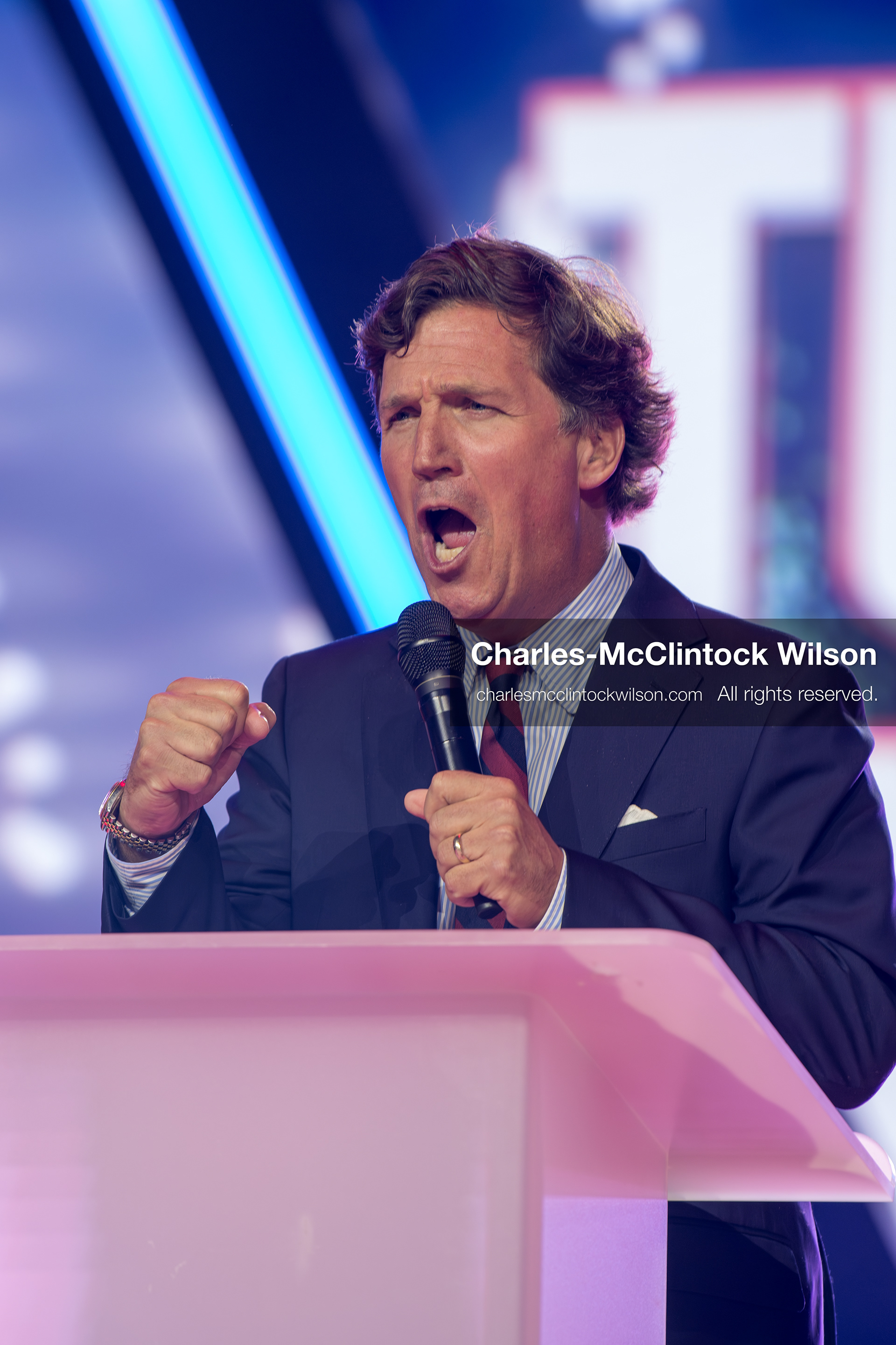 December 18, 2025, Phoenix, Arizona, USA: Tucker Carlson speaks on Day One of Turning Point USA’s AmericaFest 2025 at the Phoenix Convention Center in Phoenix, Arizona.   (Credit Image: © Charles‑McClintock Wilson/ZUMA Press Wire)