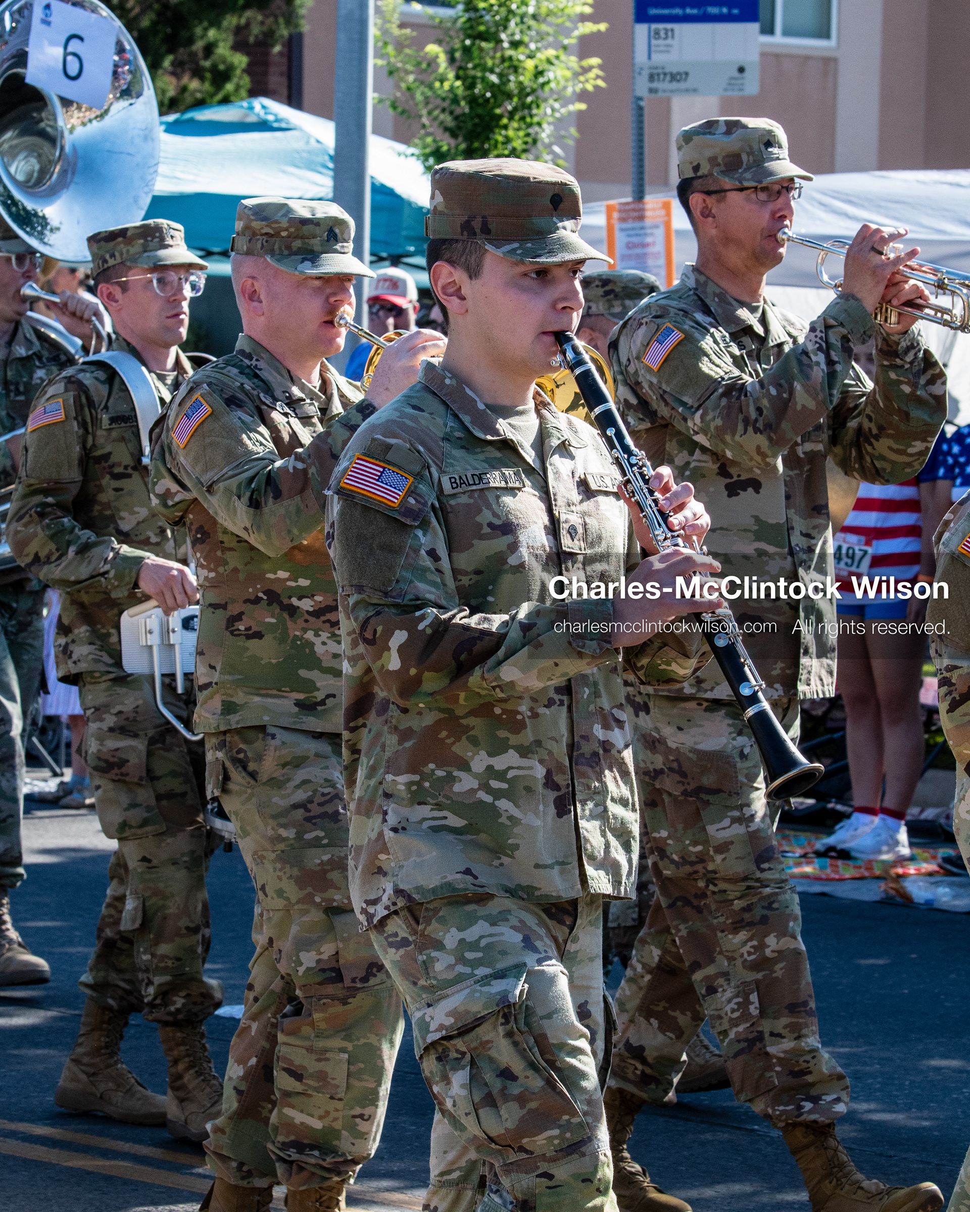 July 4, 2026, Provo, Utah, USA: Trombones in hand, members of the Utah National Guard military marching band play while in formation during America's Freedom Festival Grand Parade in Provo, Utah, Saturday, July 4, 2026. The annual Independence Day event features expanded programming to honor the 250th anniversary of United States independence. (Credit Image: © Charles-McClintock Wilson/ZUMA Press Wire)