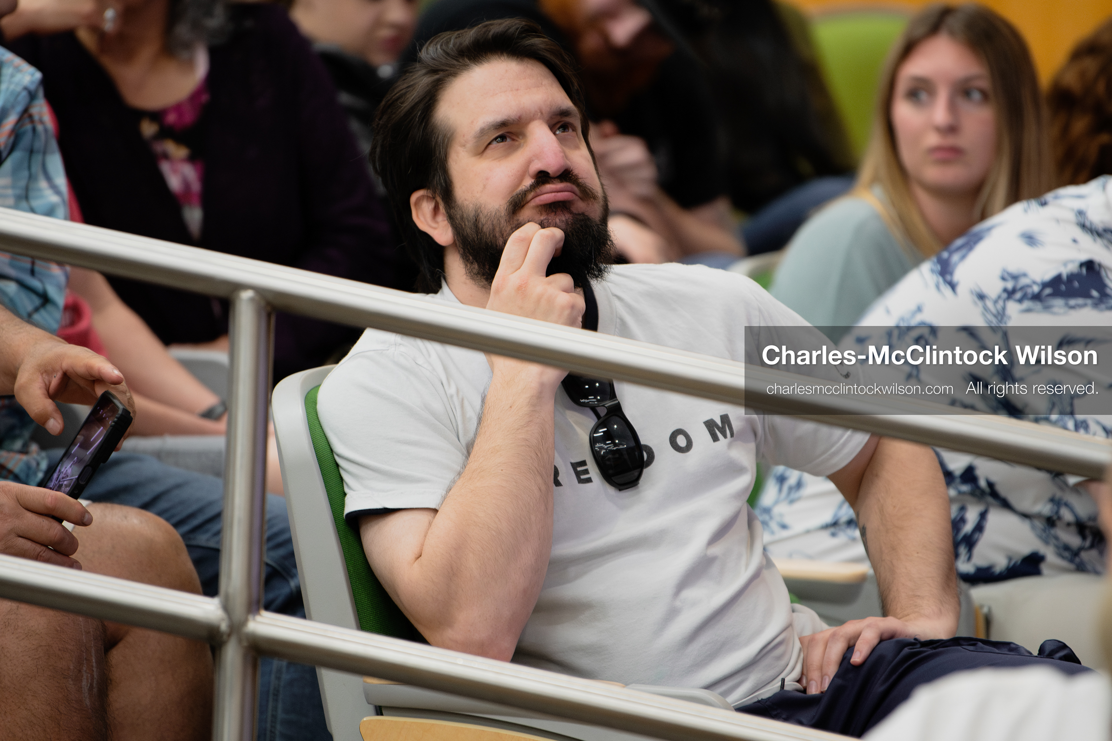 March 26, 2026, Orem, Utah, USA: Ridvan Aydemir, known online as “Apostate Prophet,” listens during Frank Turek’s “Change My Mind” College Tour event at Utah Valley University in Orem, Utah. (Credit Image: © Charles-McClintock Wilson/ZUMA Press Wire)
