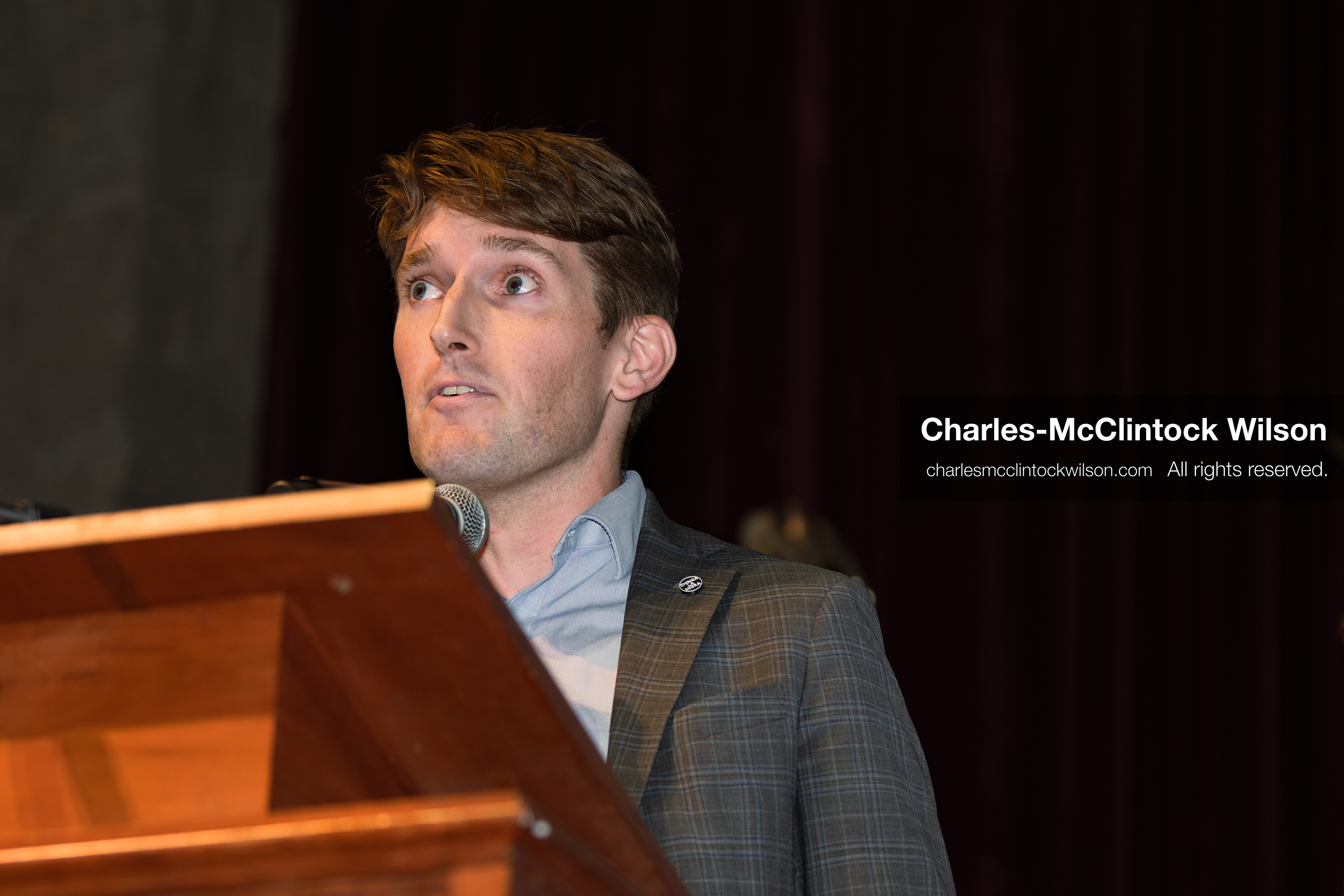 April 25, 2026, Sandy, Utah, USA: NATE BLOUIN, a Utah state senator and a candidate for the Democratic nomination in Utah's 1st Congressional District, speaks during the 2026 Utah Democratic Convention at Jordan High School in Sandy. (Credit Image: © Charles-McClintock Wilson/ZUMA Press Wire)
