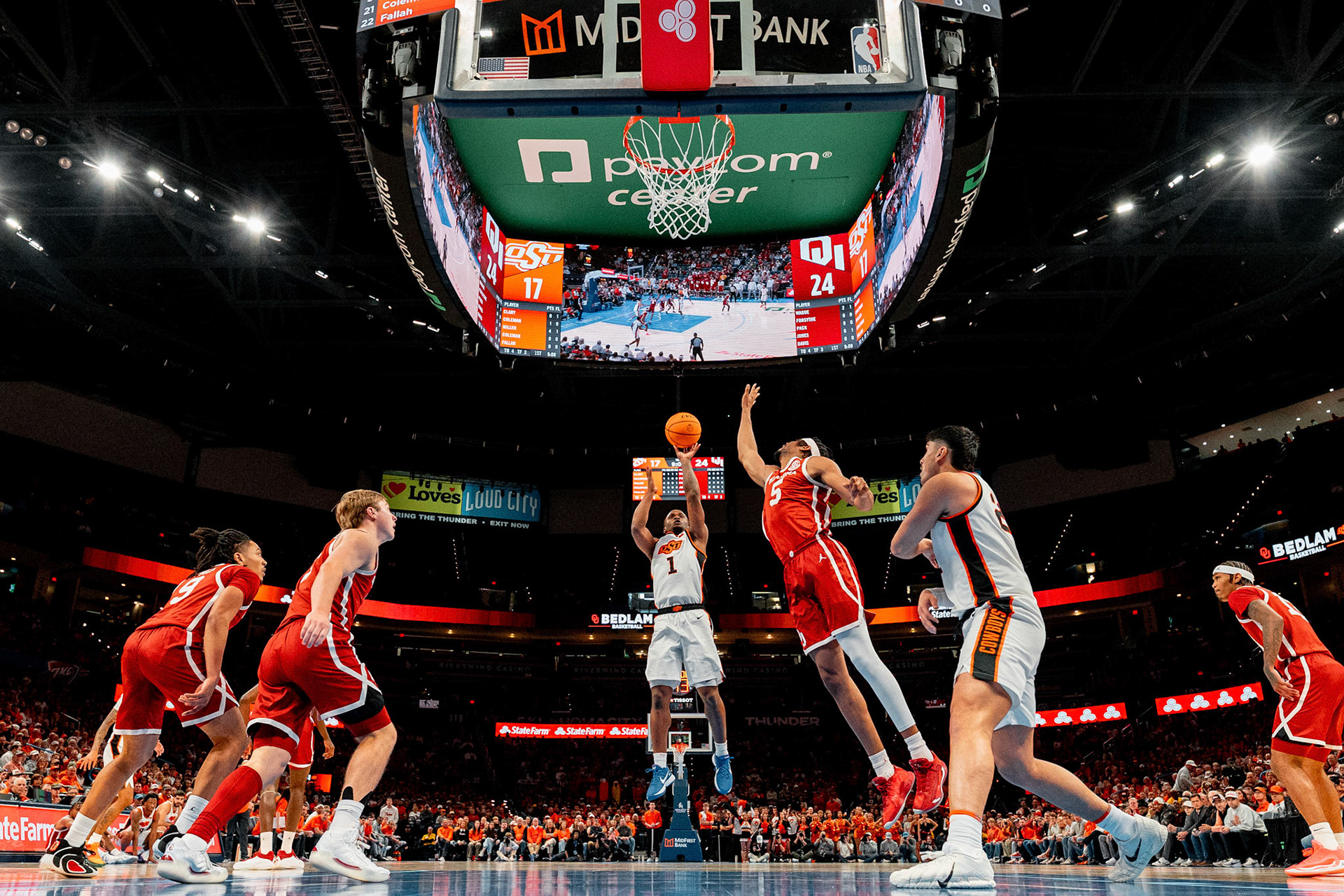Image Taken at OkState vs Oklahoma, 13, 12, 2025, Paycom Center, Oklahoma City Oklahoma. Carson Skidmore/OSU Athletics