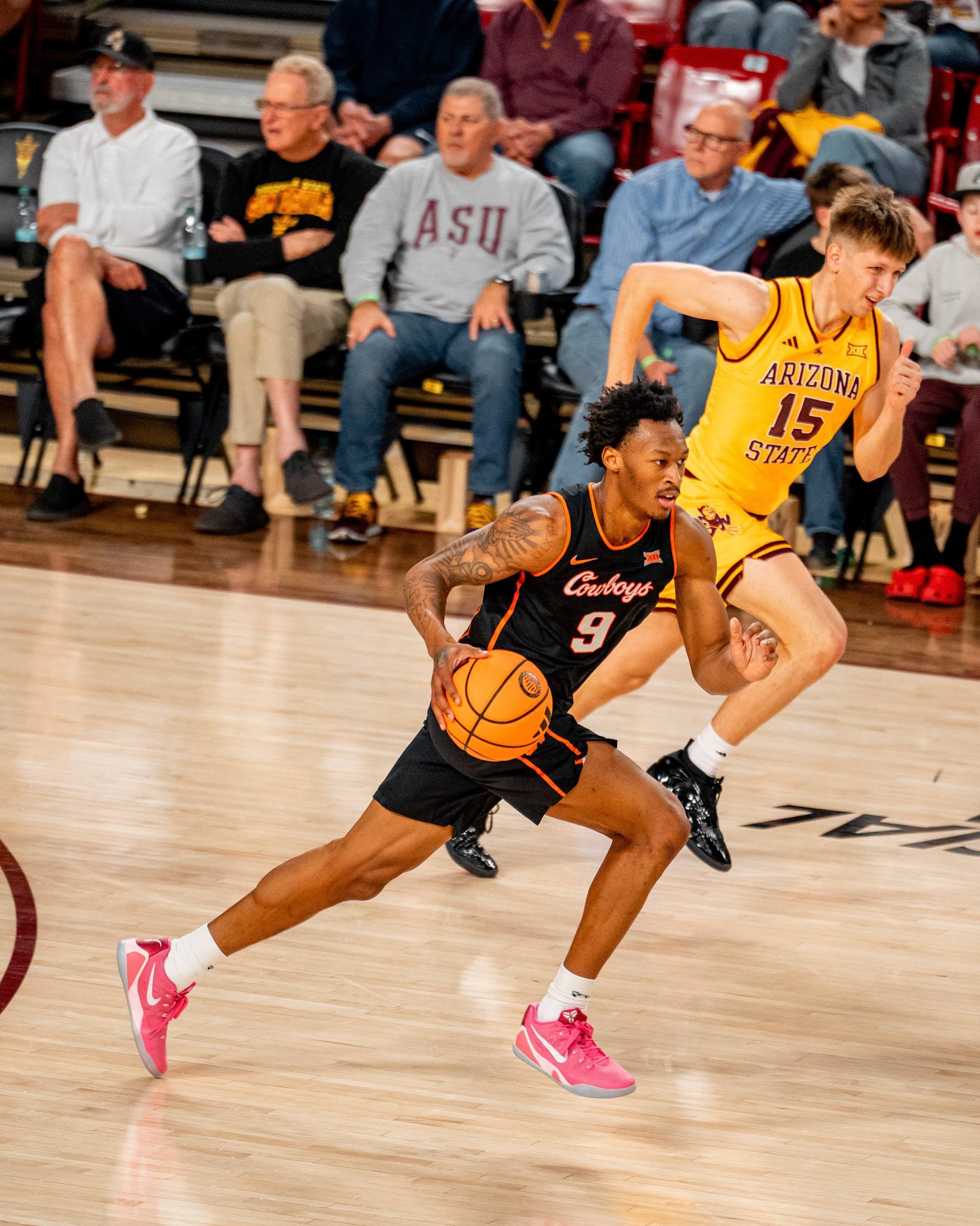 Image Taken at Oklahoma State Mens Basketball at Arizona State University, 10, 02, 2026, Desert Financial Arena, Tempe, Arizona. Carson Skidmore/OSU Athletics
