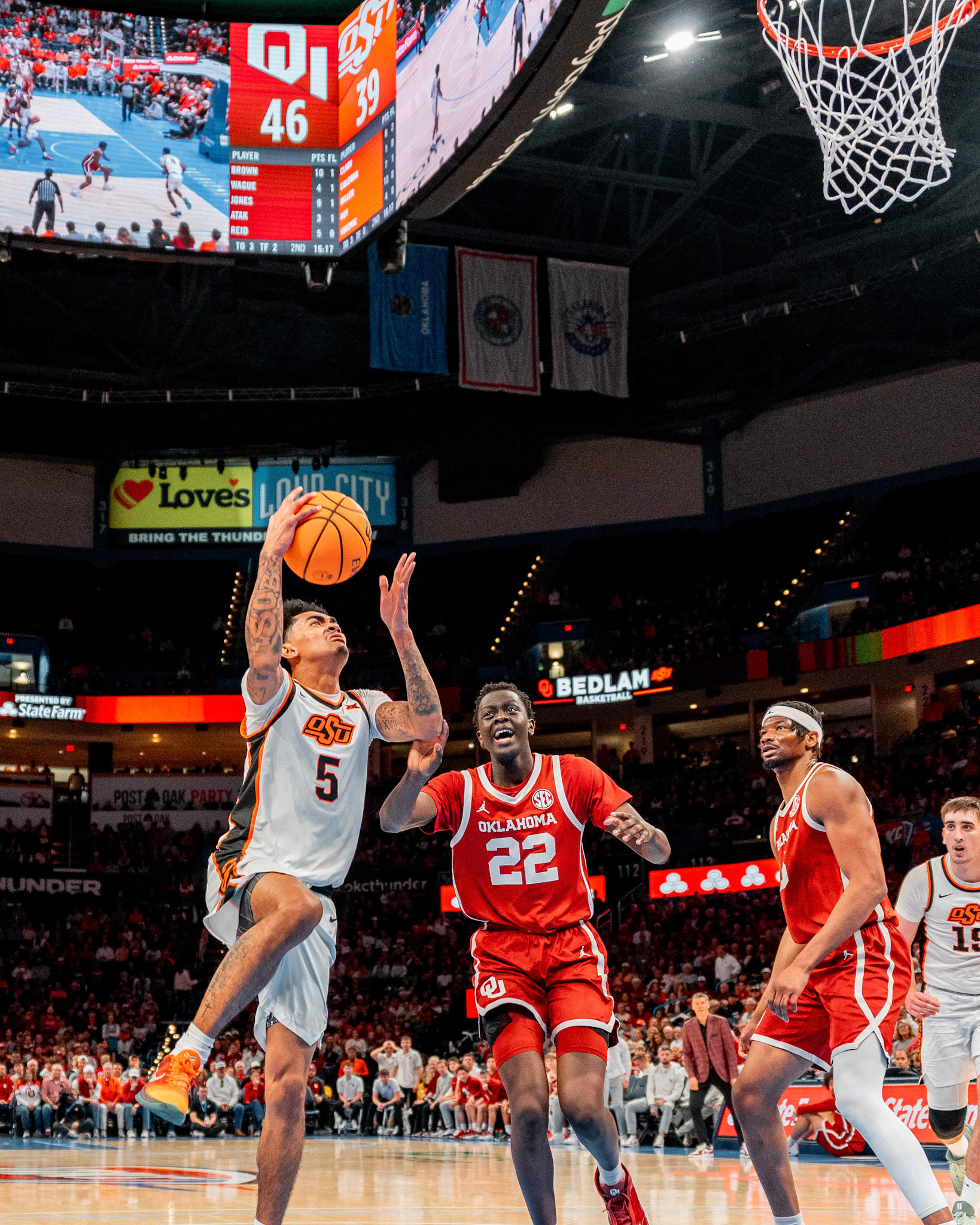 Image Taken at OkState vs Oklahoma, 13, 12, 2025, Paycom Center, Oklahoma City Oklahoma. Carson Skidmore/OSU Athletics