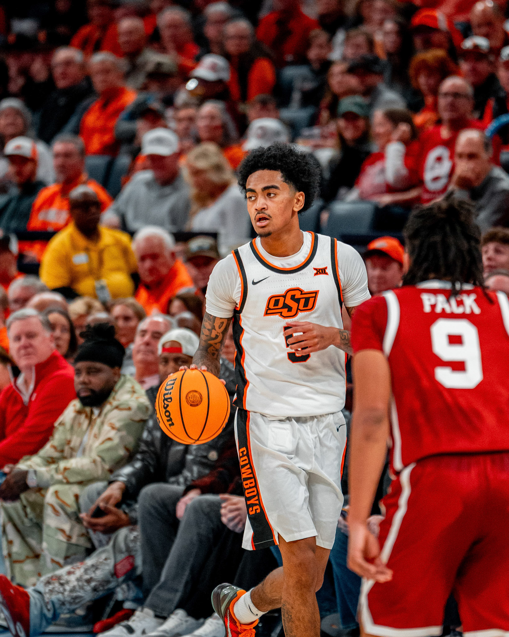 Image Taken at OkState vs Oklahoma, 13, 12, 2025, Paycom Center, Oklahoma City Oklahoma. Carson Skidmore/OSU Athletics