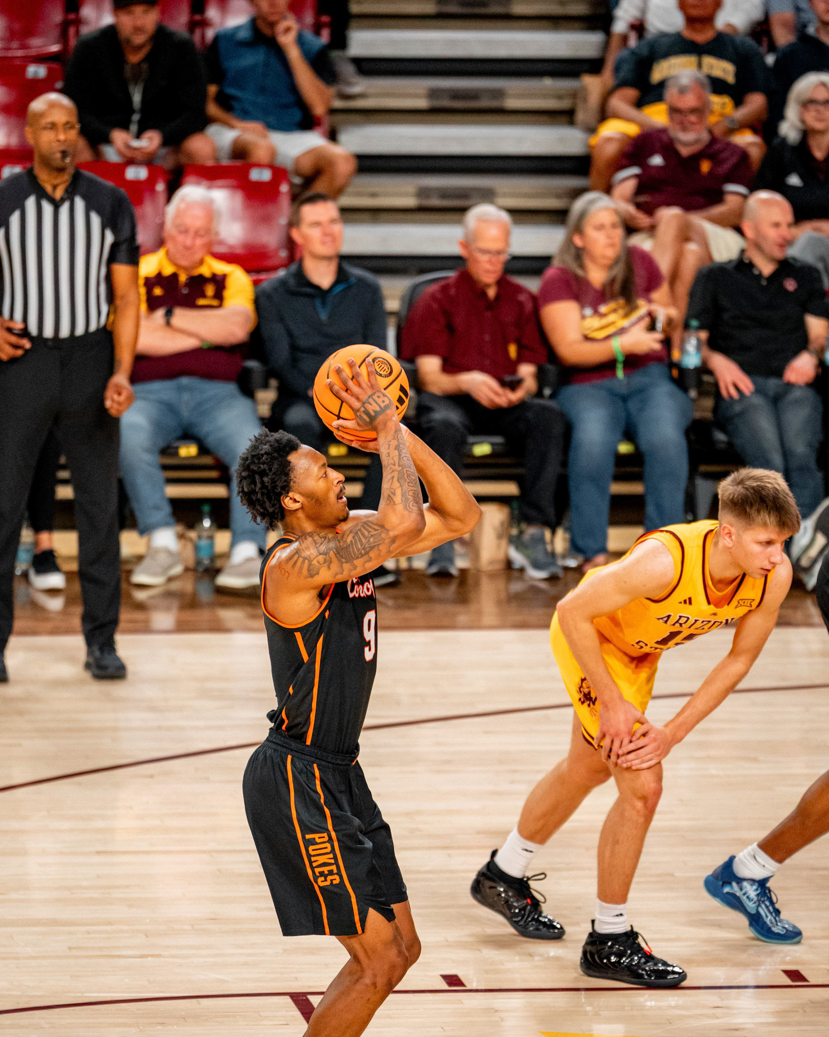 Image Taken at Oklahoma State Mens Basketball at Arizona State University, 10, 02, 2026, Desert Financial Arena, Tempe, Arizona. Carson Skidmore/OSU Athletics