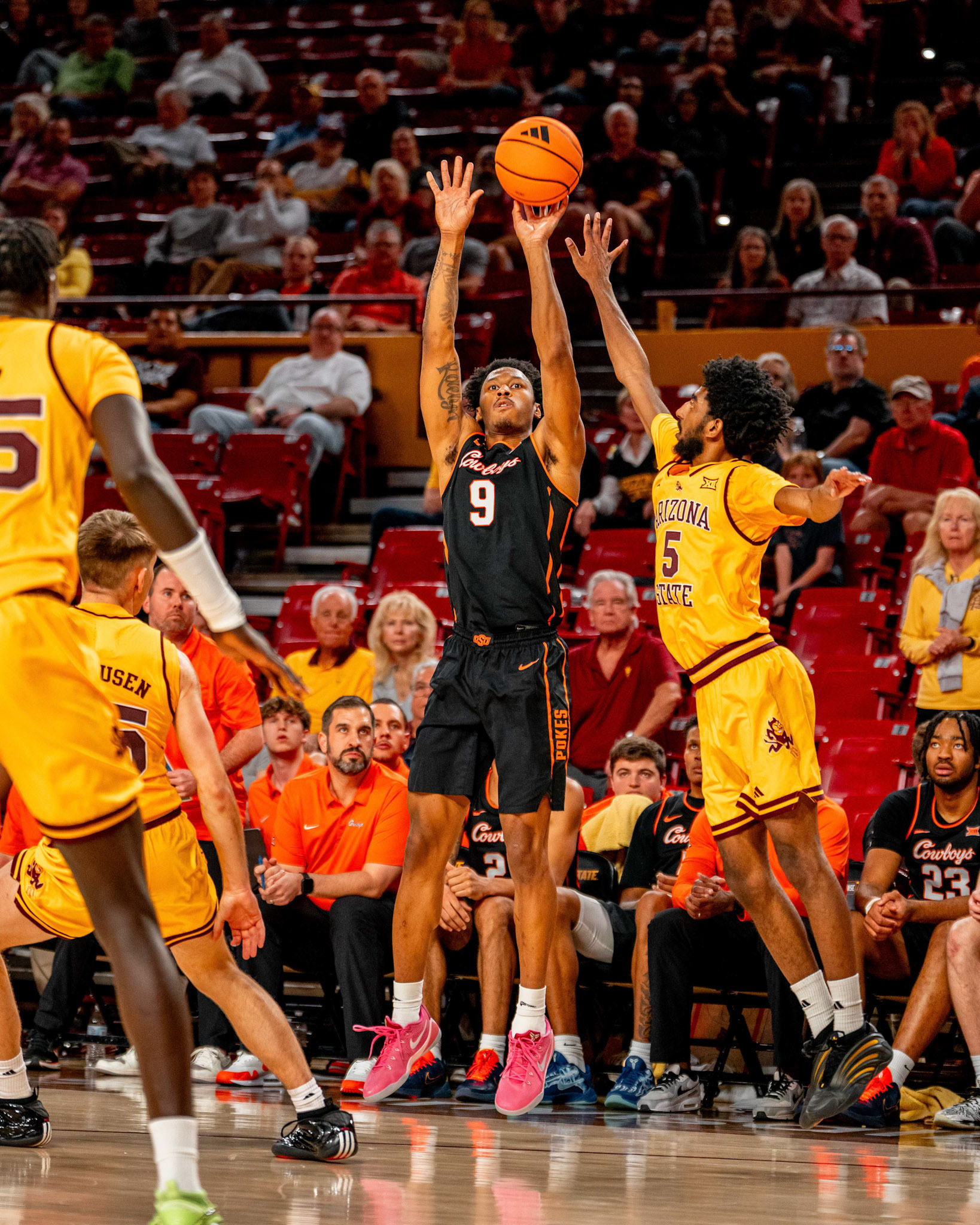 Image Taken at Oklahoma State Mens Basketball at Arizona State University, 10, 02, 2026, Desert Financial Arena, Tempe, Arizona. Carson Skidmore/OSU Athletics