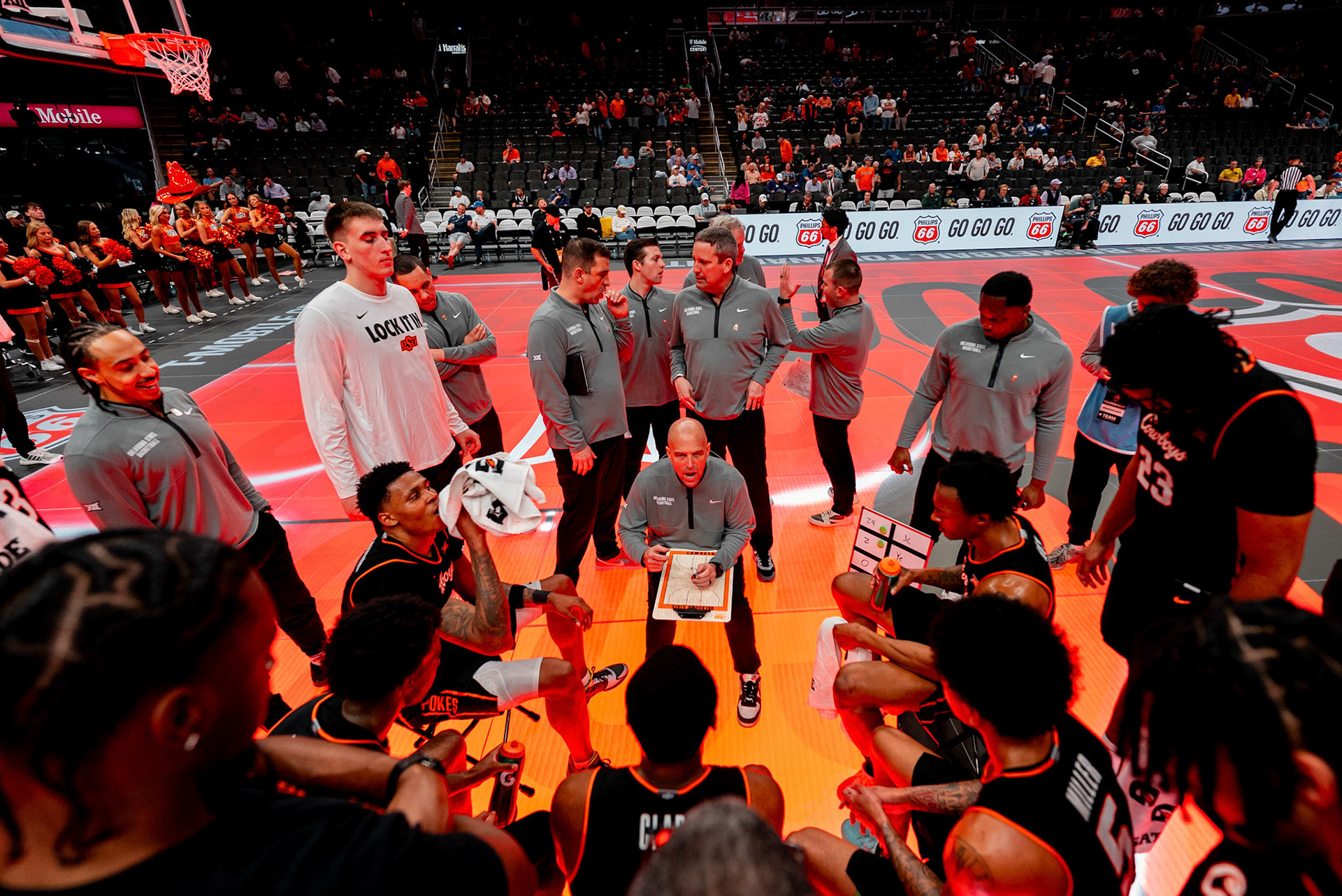 Image Taken at 2026 Phillips 66 Big 12 Men's Basketball Tournament, 11, 03, 2026, T-Mobile Center, Kansas City Missouri. Carson Skidmore/OSU Athletics