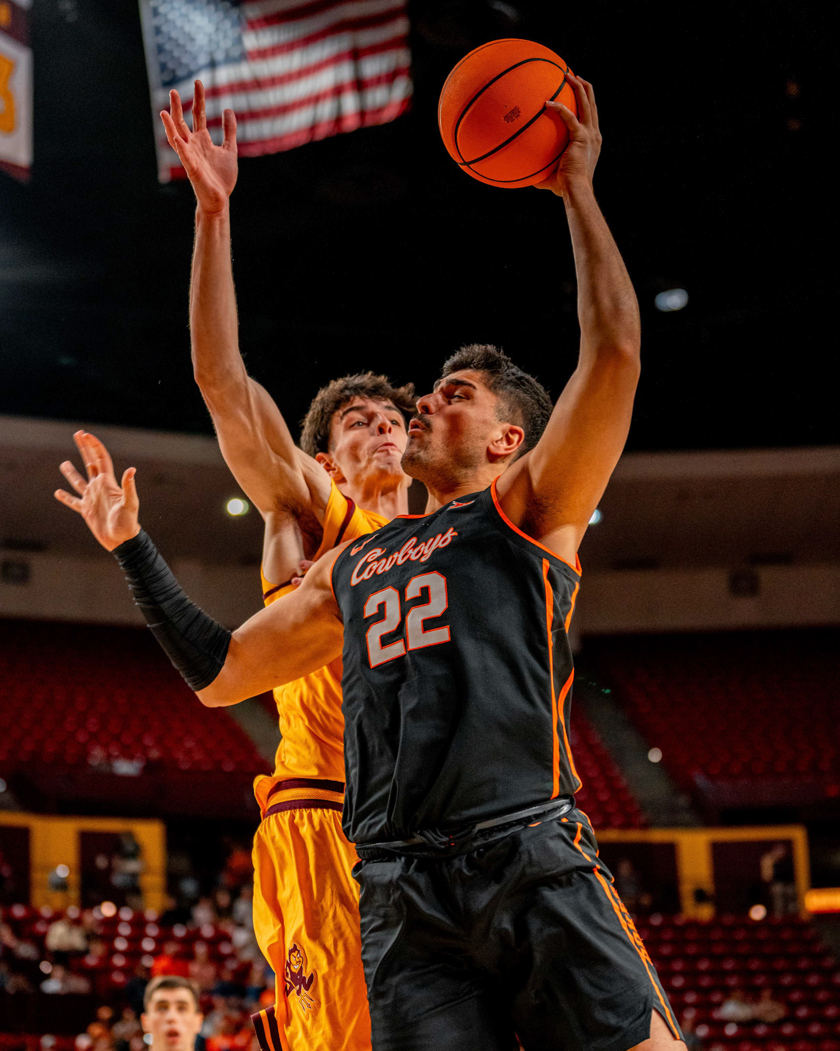Image Taken at Oklahoma State Mens Basketball at Arizona State University, 10, 02, 2026, Desert Financial Arena, Tempe, Arizona. Carson Skidmore/OSU Athletics