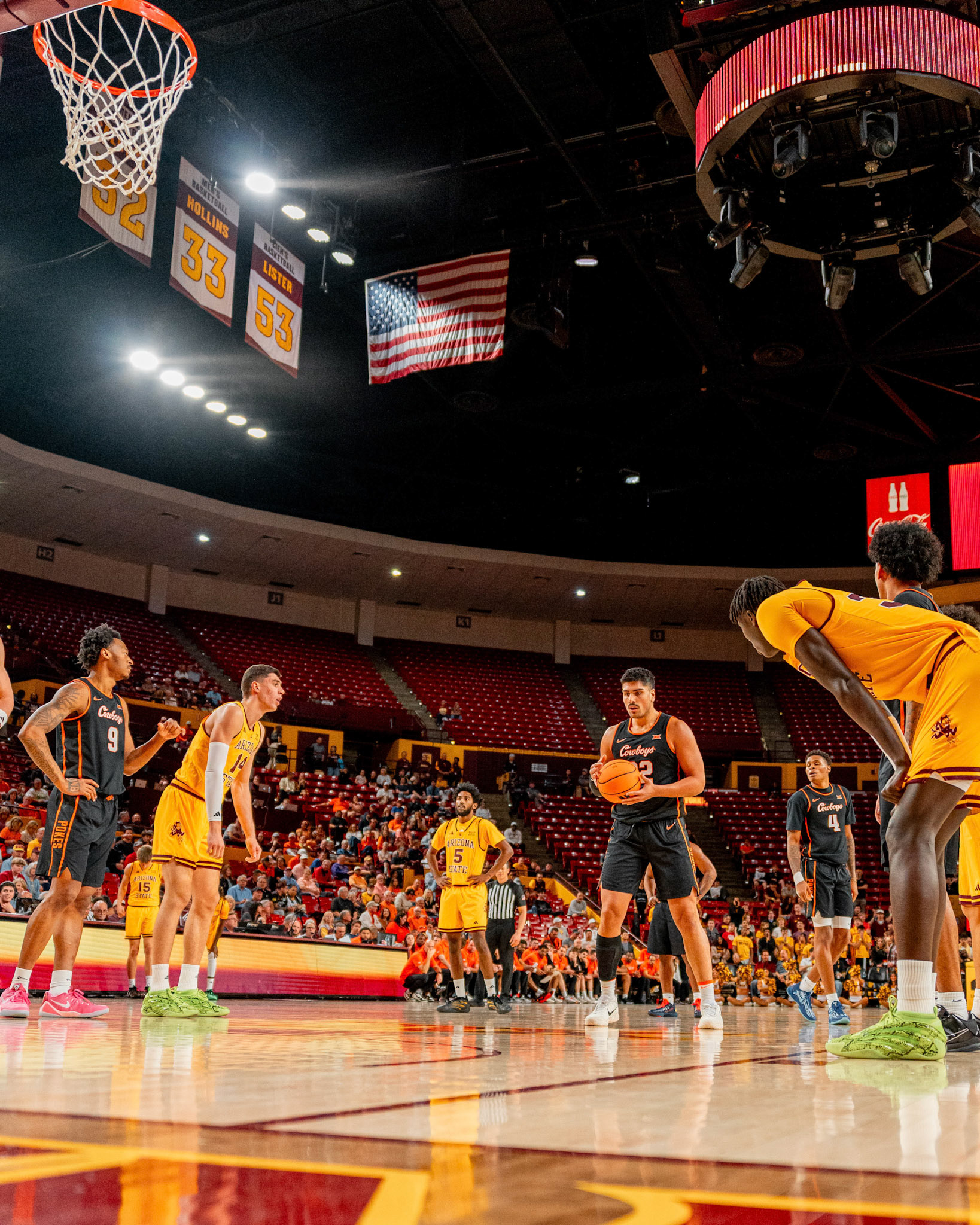 Image Taken at Oklahoma State Mens Basketball at Arizona State University, 10, 02, 2026, Desert Financial Arena, Tempe, Arizona. Carson Skidmore/OSU Athletics