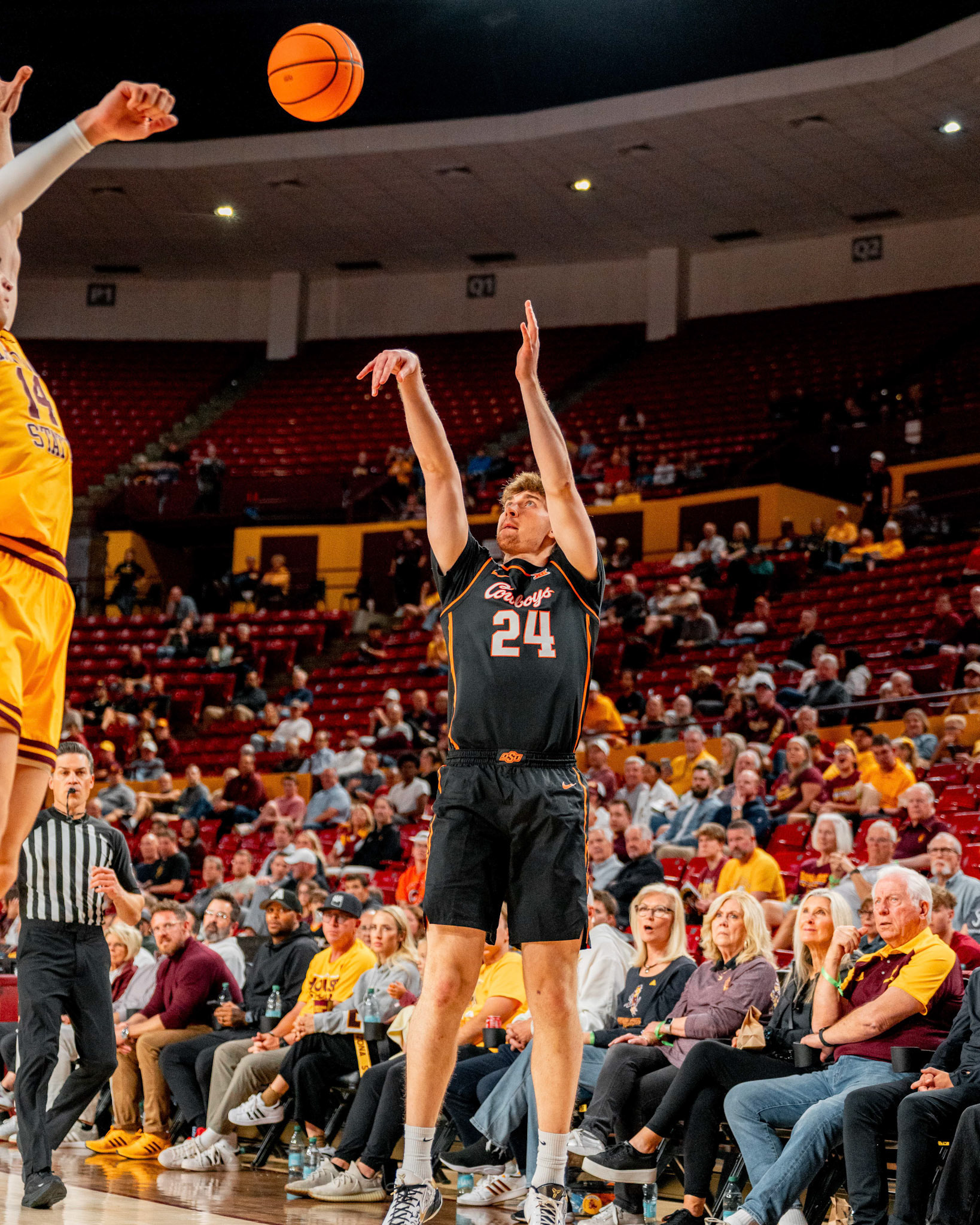 Image Taken at Oklahoma State Mens Basketball at Arizona State University, 10, 02, 2026, Desert Financial Arena, Tempe, Arizona. Carson Skidmore/OSU Athletics