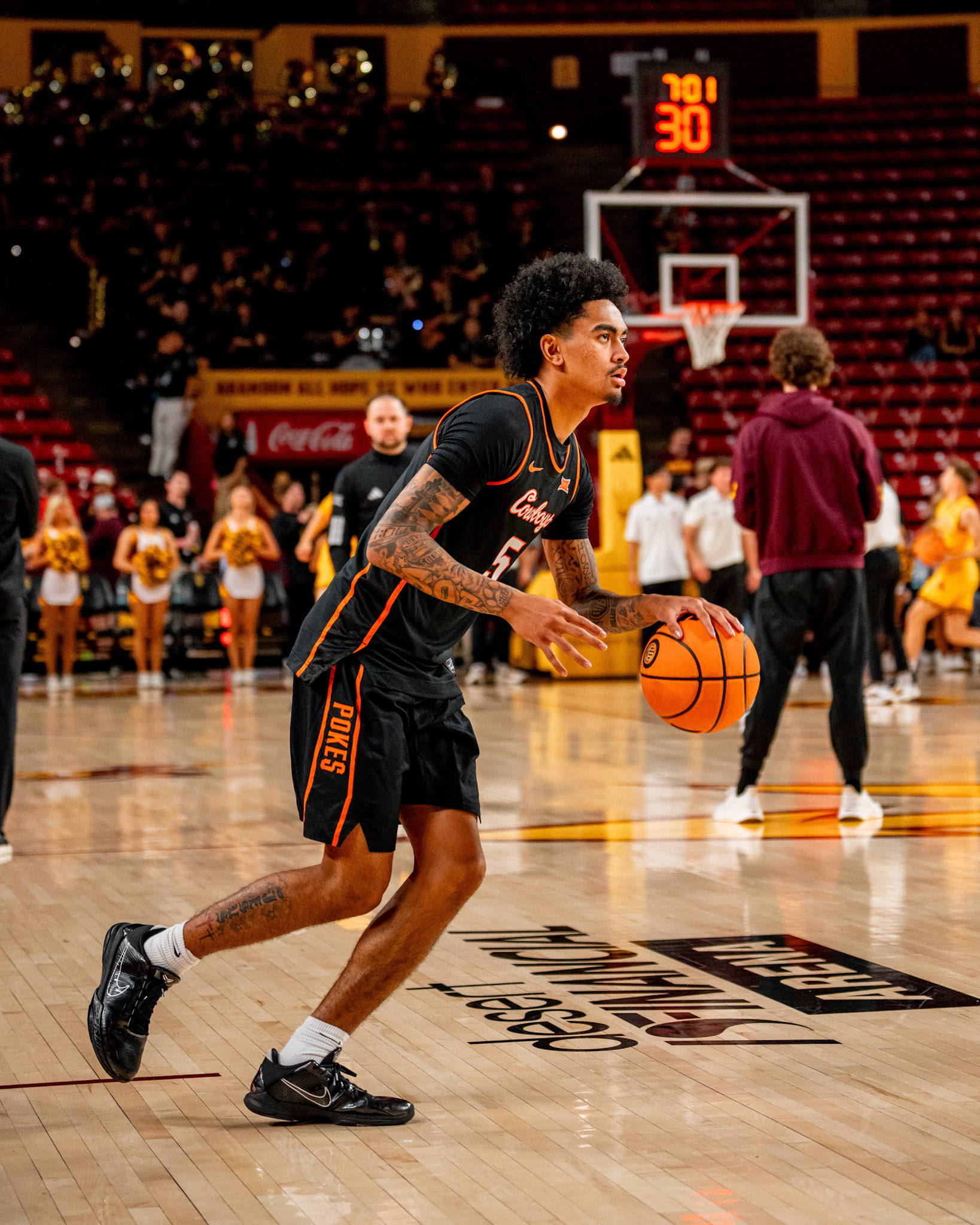 Image Taken at Oklahoma State Mens Basketball at Arizona State University, 10, 02, 2026, Desert Financial Arena, Tempe, Arizona. Carson Skidmore/OSU Athletics