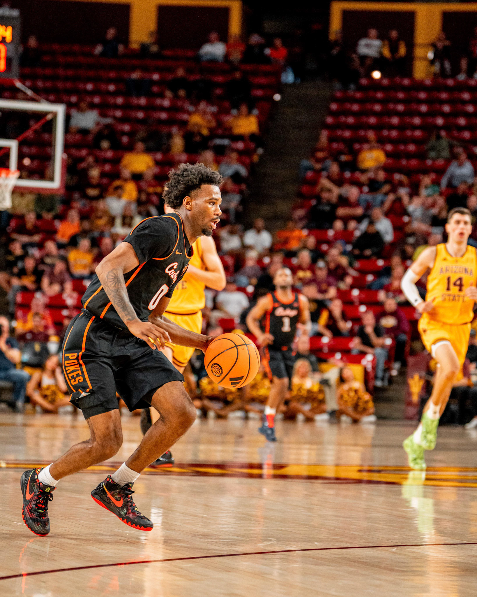 Image Taken at Oklahoma State Mens Basketball at Arizona State University, 10, 02, 2026, Desert Financial Arena, Tempe, Arizona. Carson Skidmore/OSU Athletics