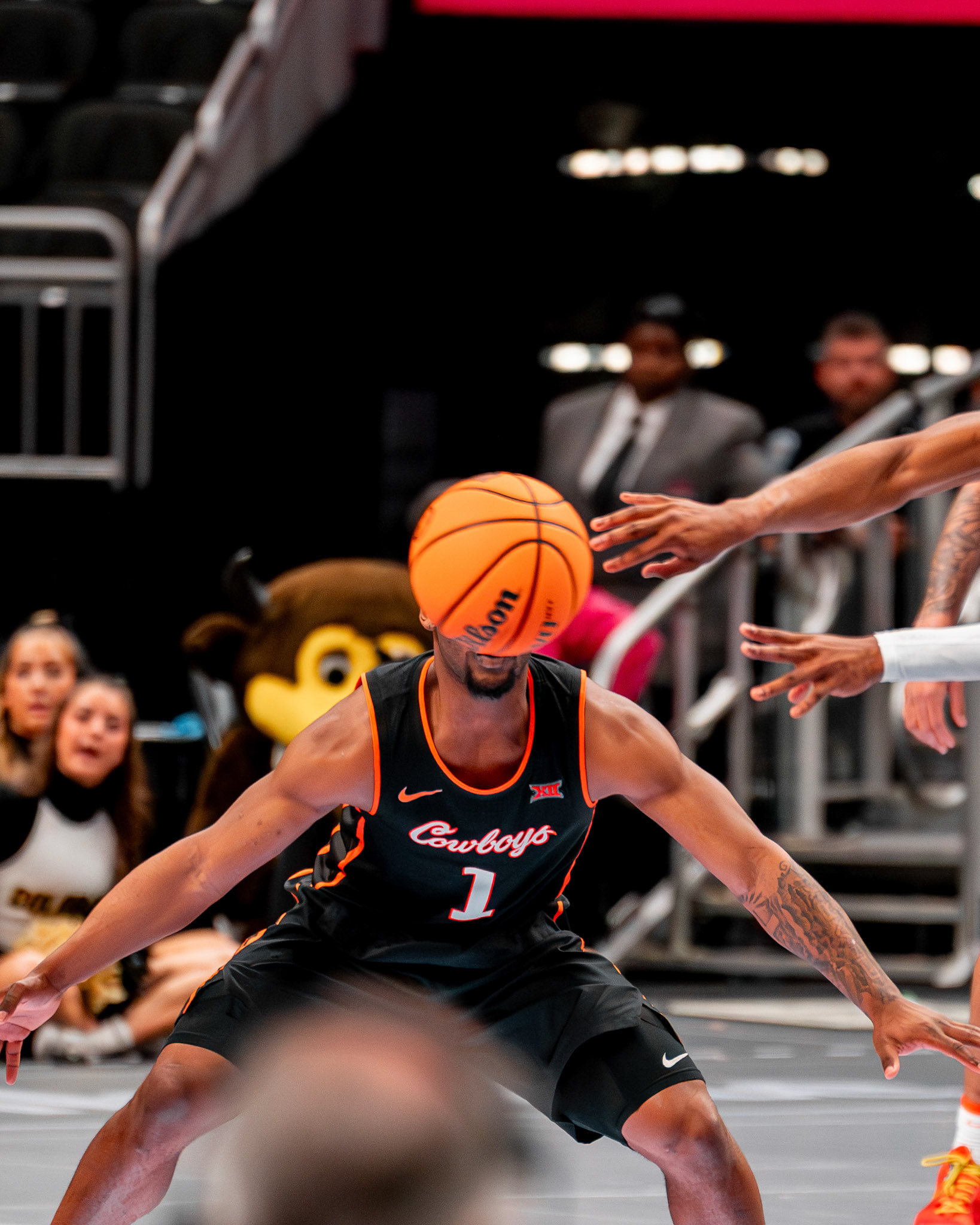 Image Taken at 2026 Phillips 66 Big 12 Men's Basketball Tournament, 11, 03, 2026, T-Mobile Center, Kansas City Missouri. Carson Skidmore/OSU Athletics