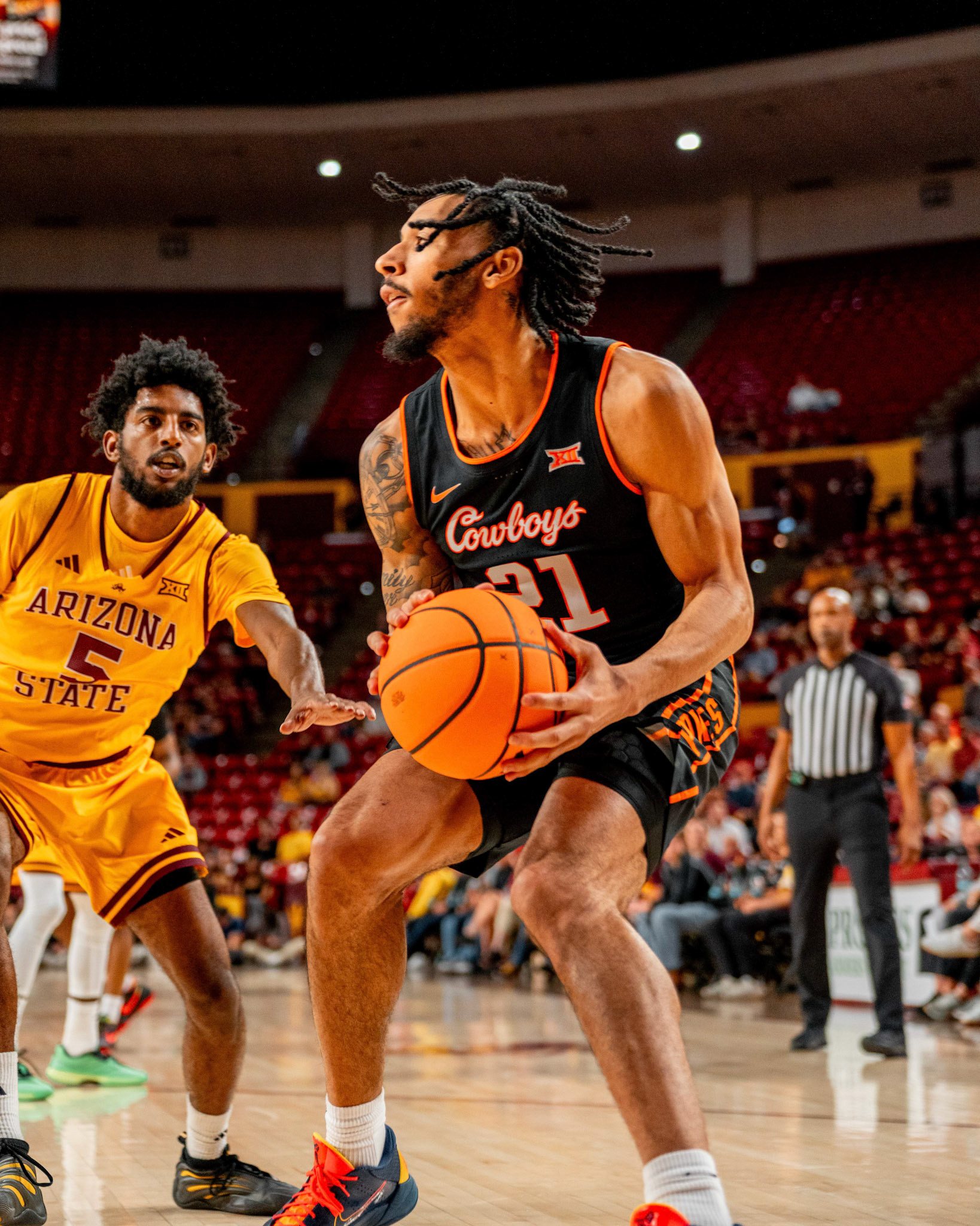 Image Taken at Oklahoma State Mens Basketball at Arizona State University, 10, 02, 2026, Desert Financial Arena, Tempe, Arizona. Carson Skidmore/OSU Athletics